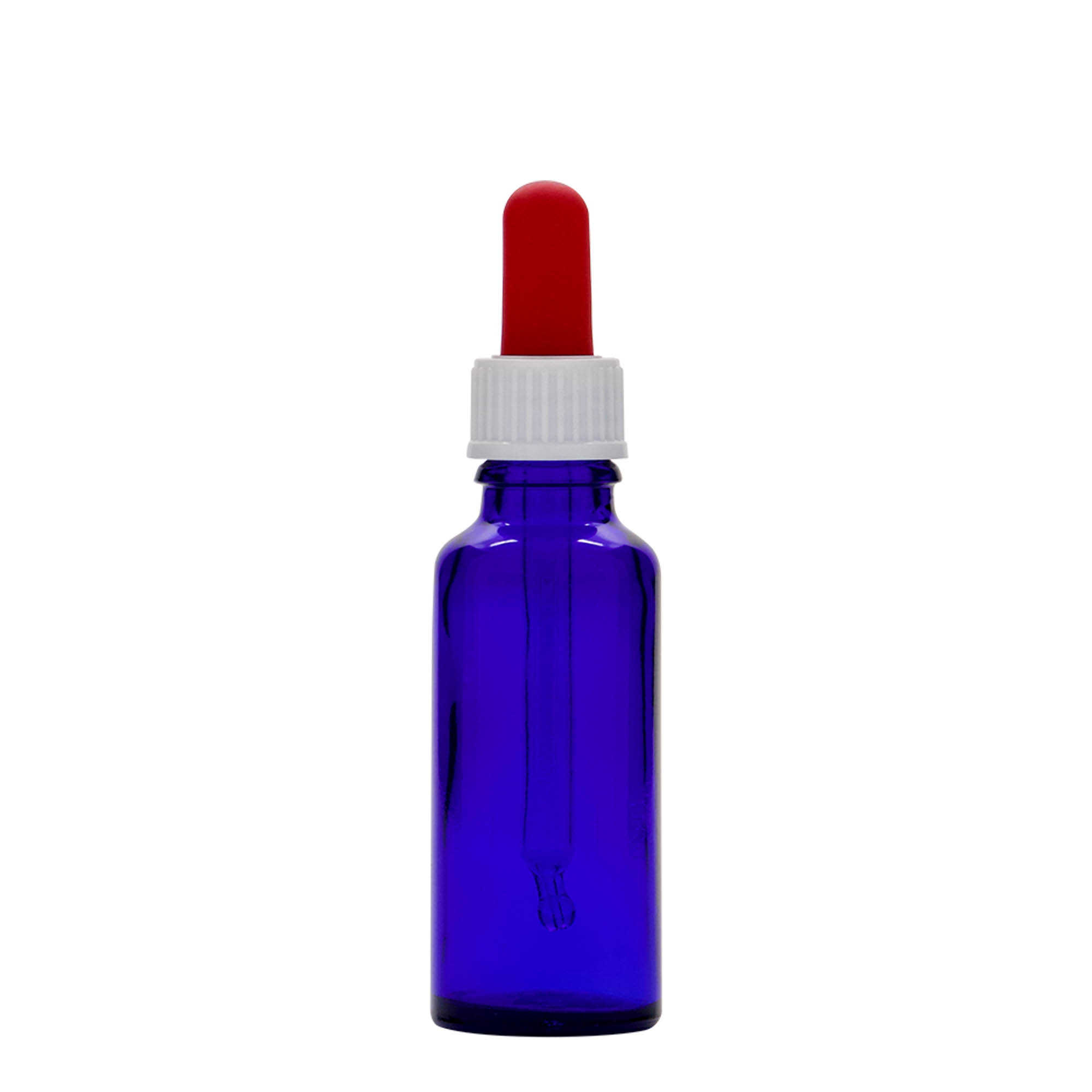 30 ml dropper bottle medical, glass, royal blue-red, opening: DIN 18 30 ml dropper bottle medical, glass, royal blue-red, opening: DIN 18