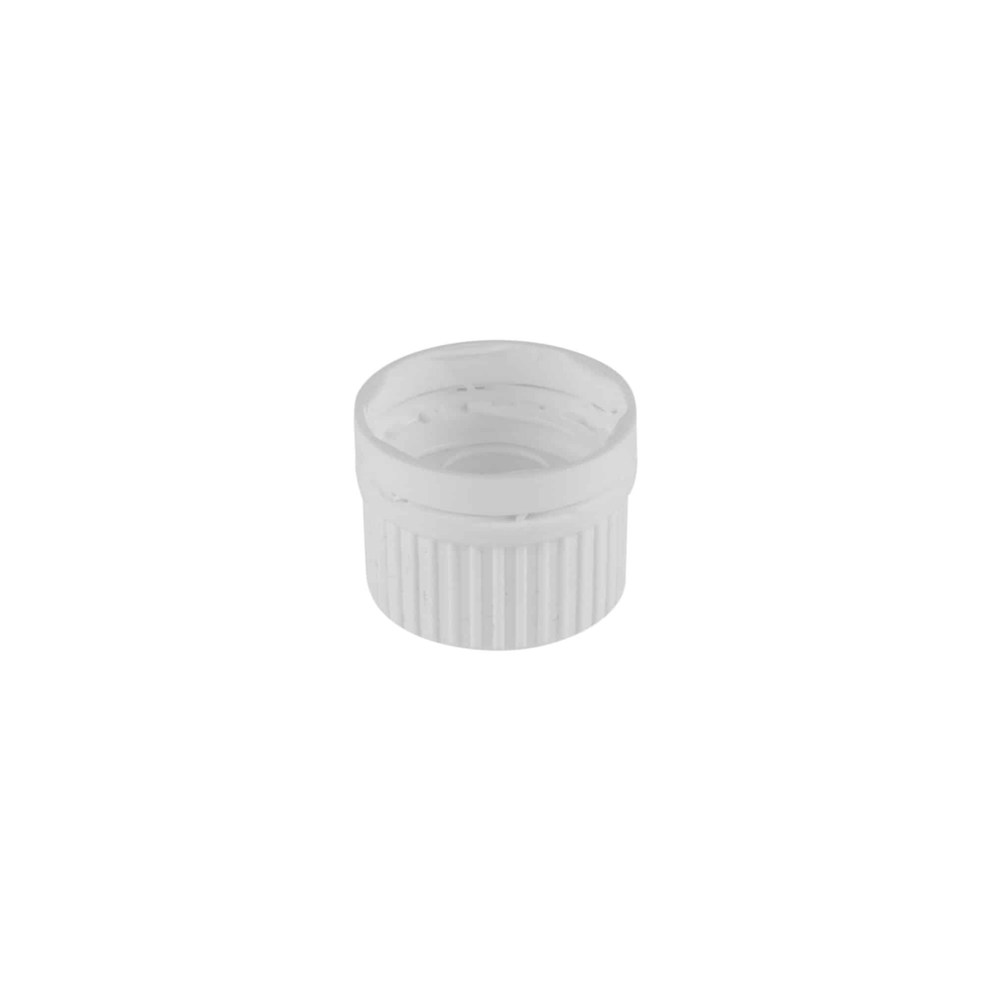 Screw cap with pouring ring, PE plastic, white, for opening: DIN 22