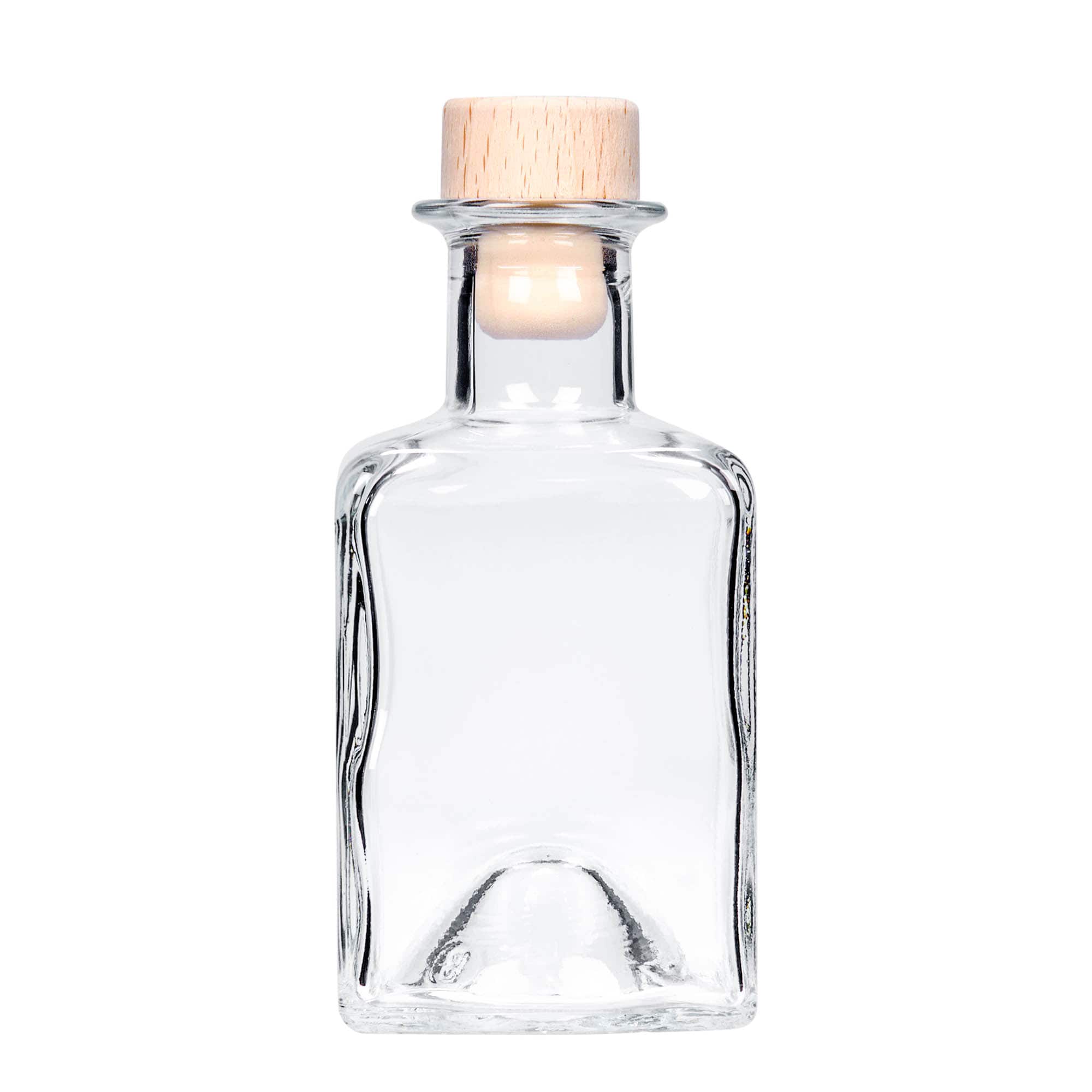 200 ml glass bottle ‘Kubica’, square, opening: cork
