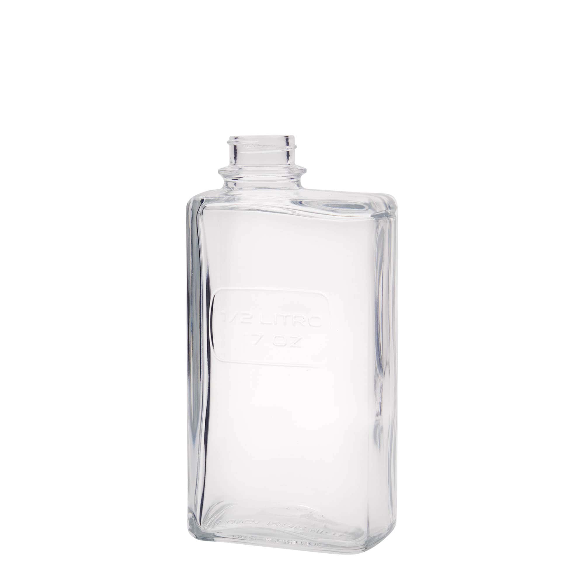 500 ml glass bottle 'Optima Lattina', rectangular, closure: screw cap