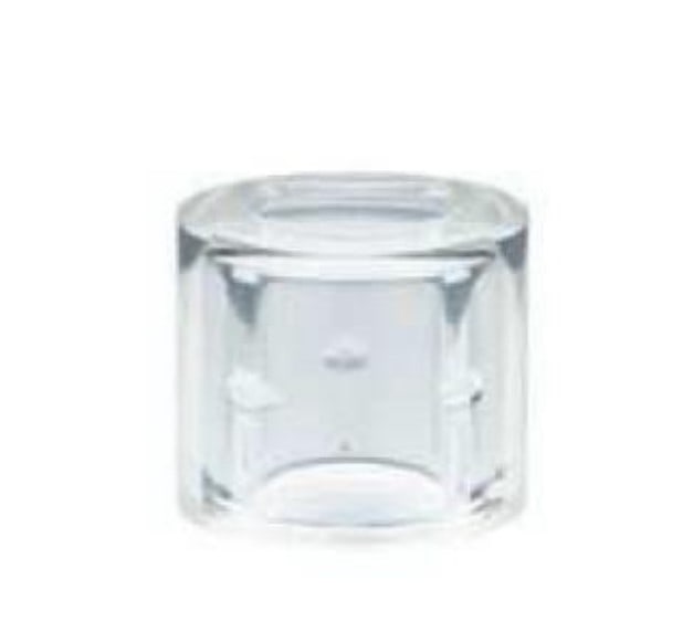 Wide snap-on cap for perfume bottle, Surlyn plastic, clear