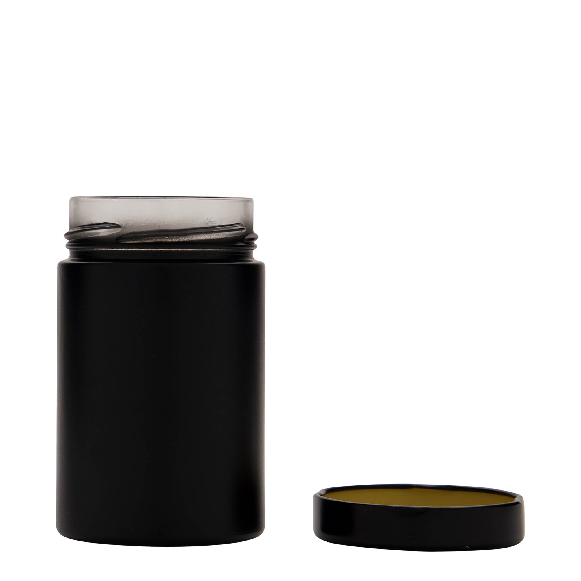 327 ml round glass ‘Aurora’, black, opening: Deep-Twist-off (DTO 66)