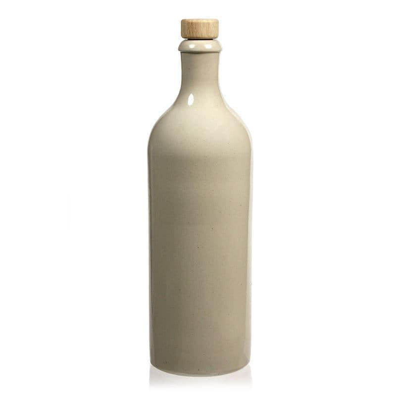 750 ml earthen jug, stoneware, beige, closure: cork
