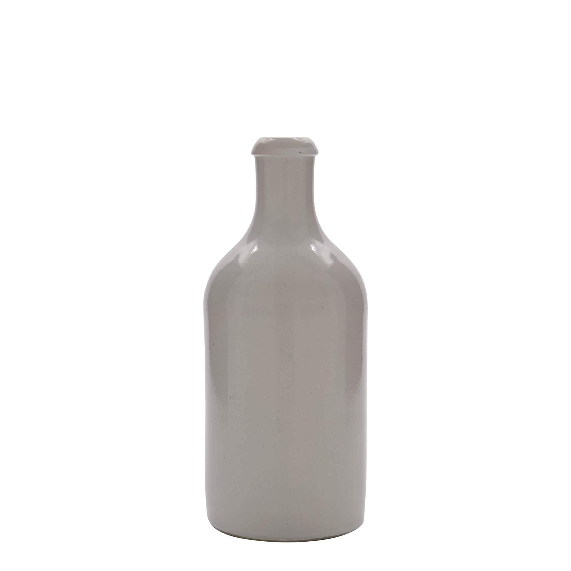500 ml clay jug, stoneware, white, mouth: cork