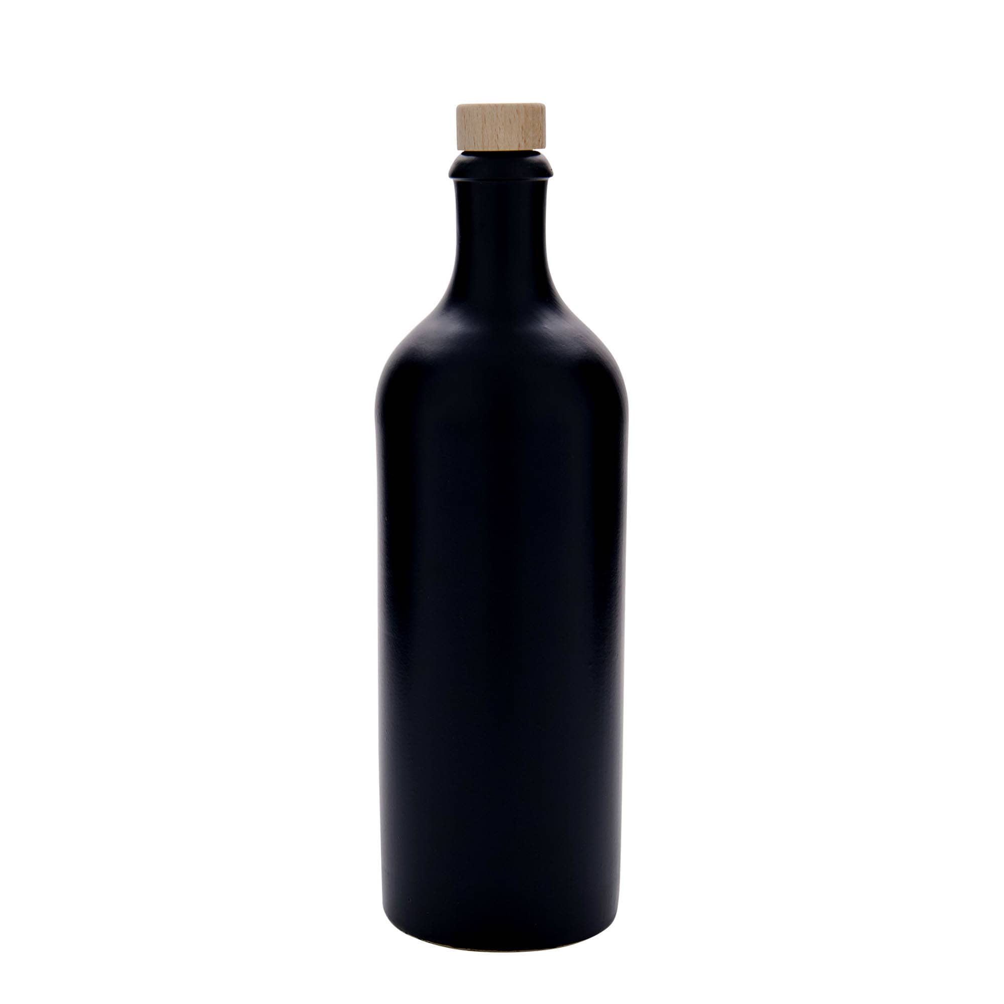 750 ml earthenware jug, stoneware, black, mouth: cork