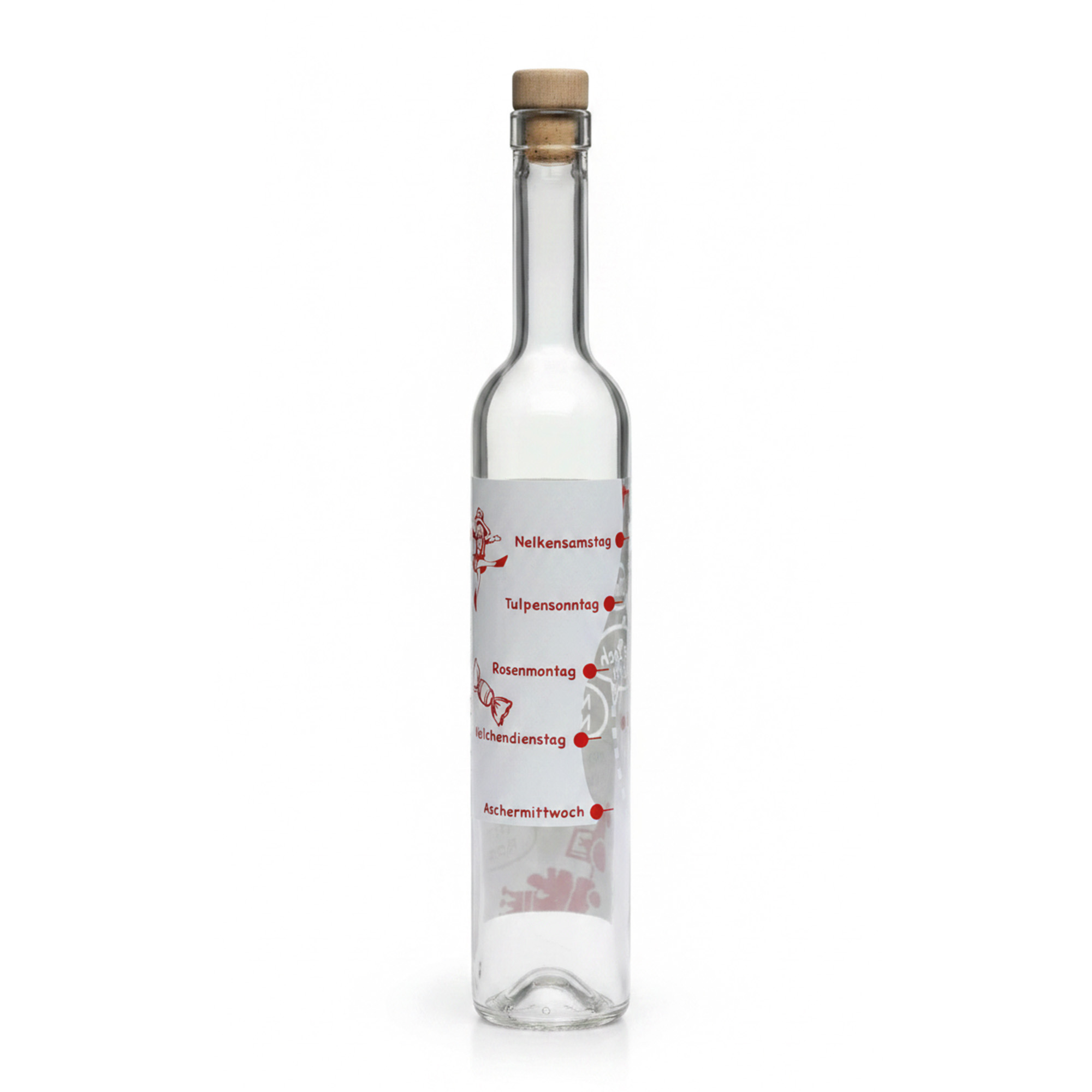 500 ml glass bottle Maximo printed 'Carnival', opening: cork