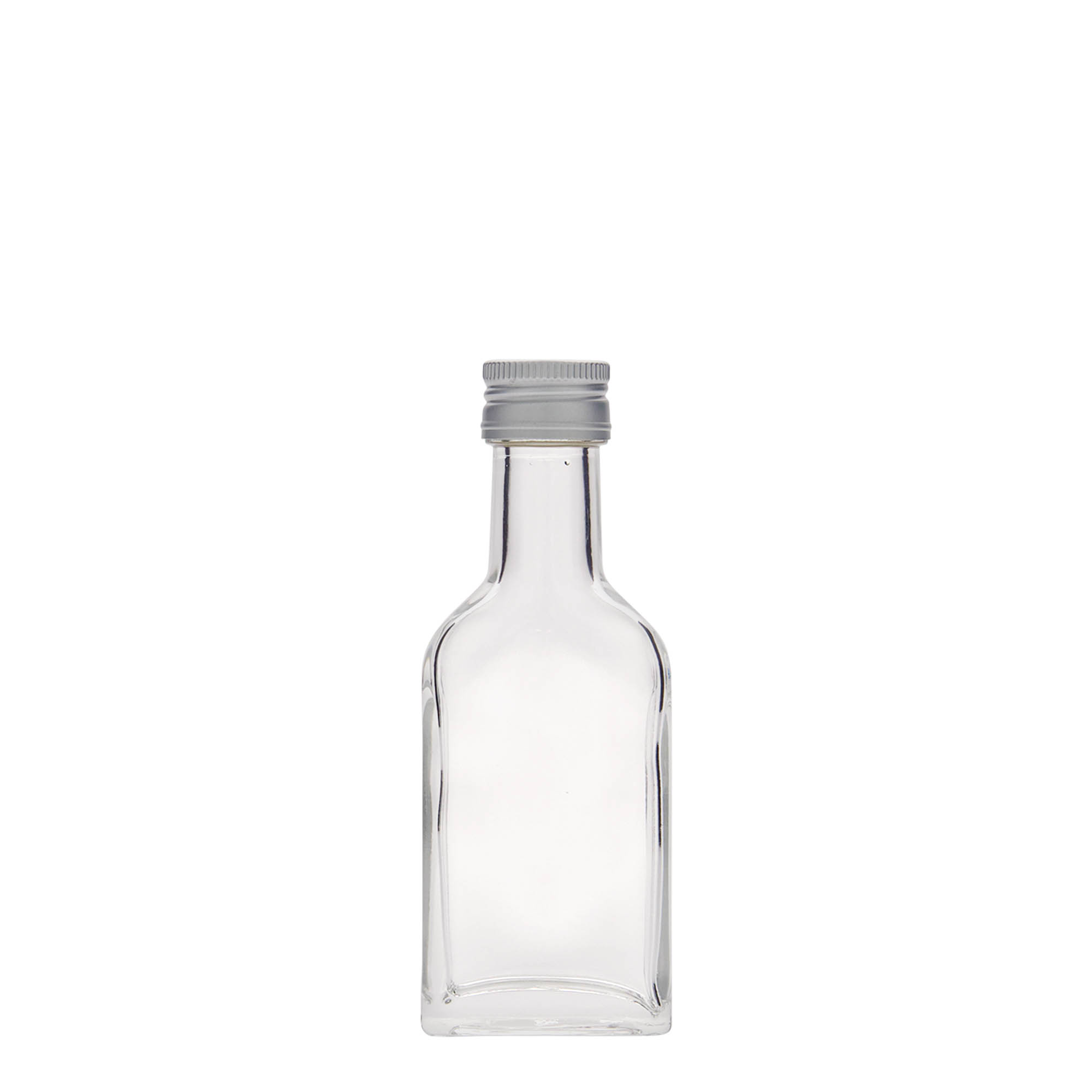 40 ml pocket bottle long neck, rectangular, glass, opening: PP 22 40 ml pocket bottle long neck, rectangular, glass, opening: PP 22