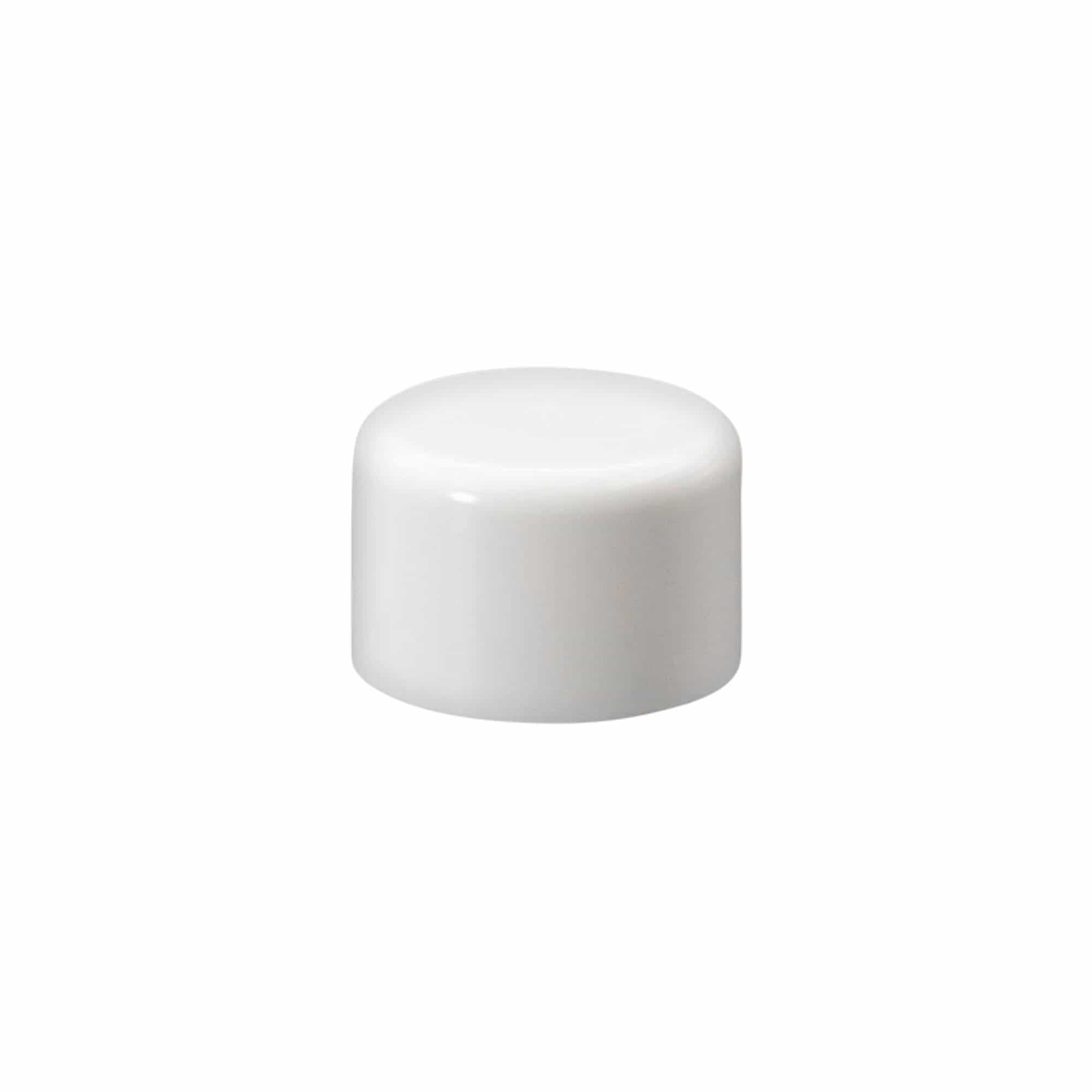 Screw cap round bottle with syringe insert, PE plastic, white, for opening: DIN 18