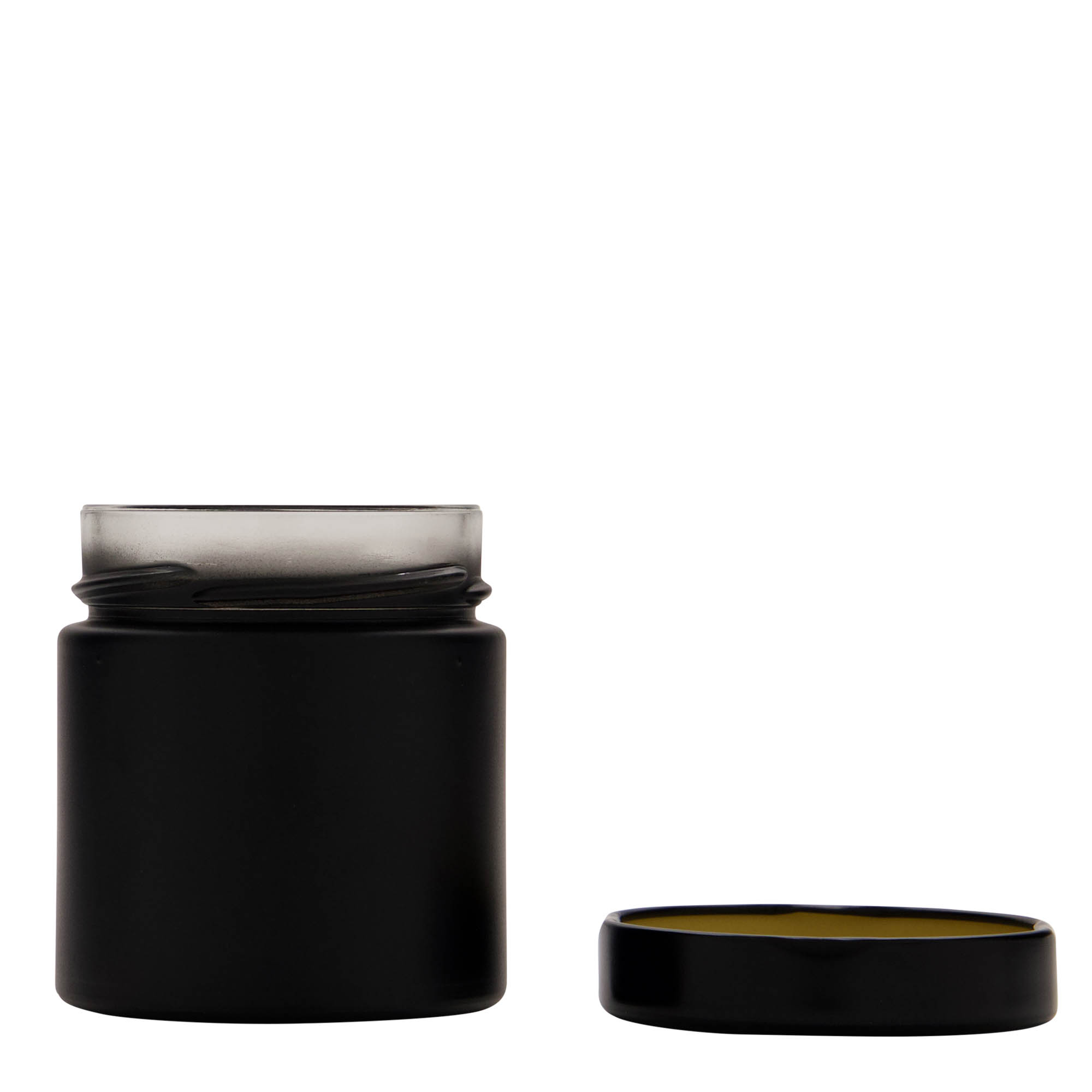220 ml round glass 'Aurora', black, opening: Deep-Twist-Off (DTO 66)