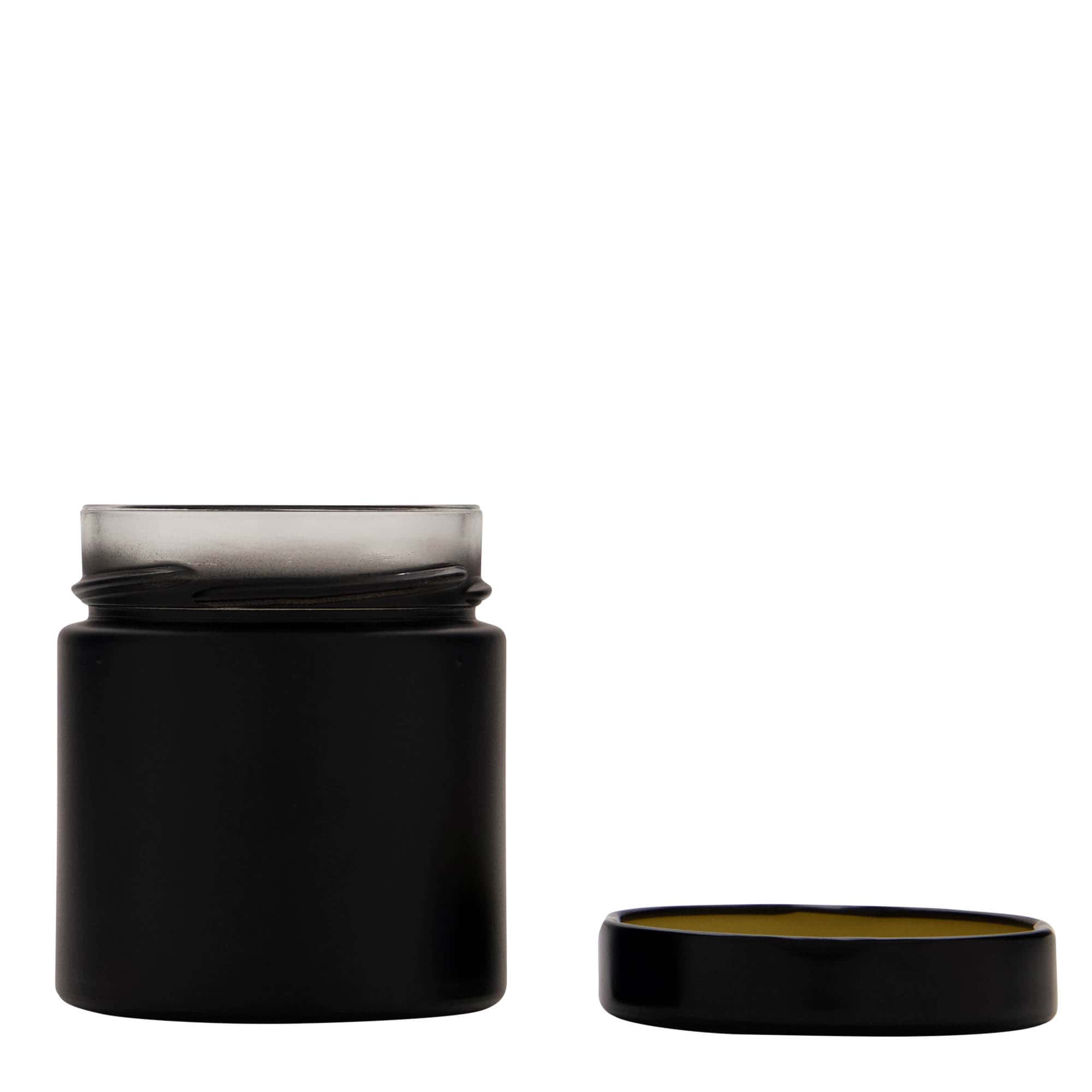 220 ml round glass ‘Aurora’, black, opening: Deep-Twist-off (DTO 66)