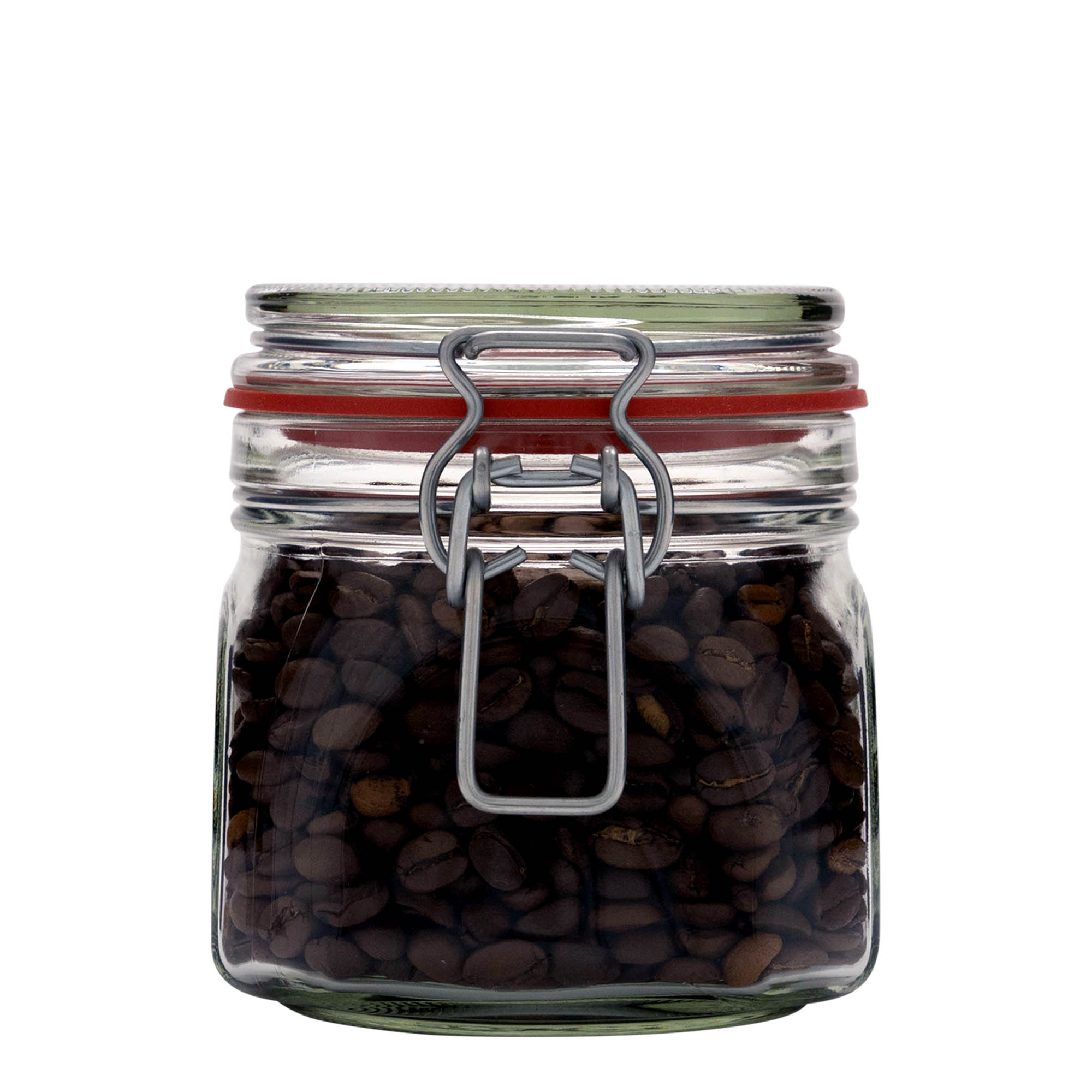 630 ml wire bail jar, square, opening: wire bail closure
