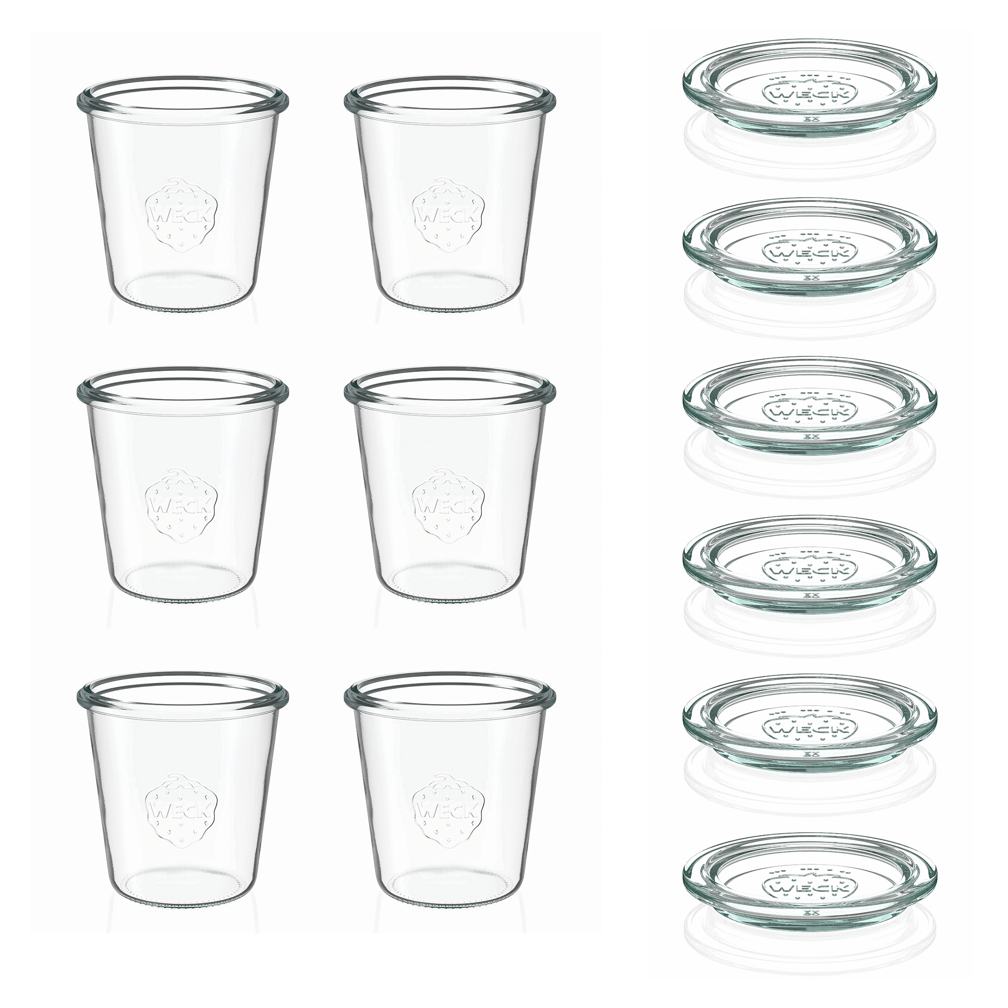 6x 290 ml WECK inverted jar tall with glass lid RR 80