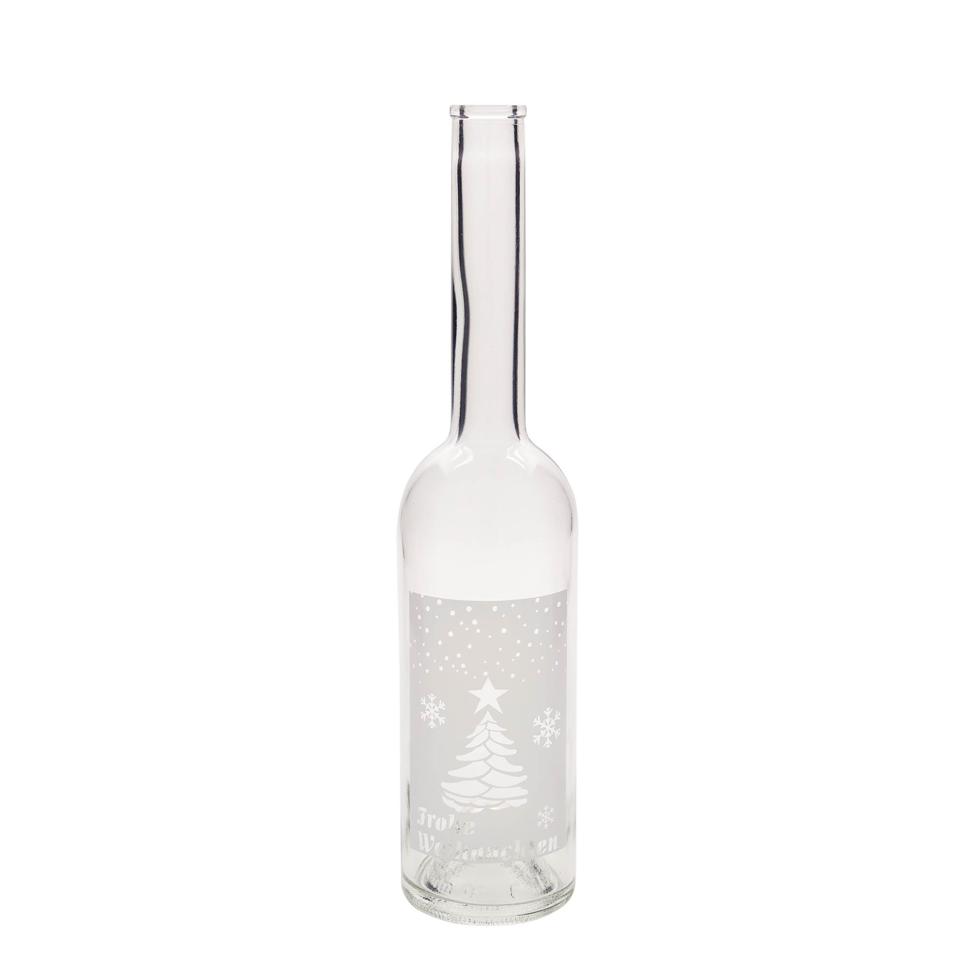 500 ml glass bottle 'Opera', design: White Christmas, opening: cork