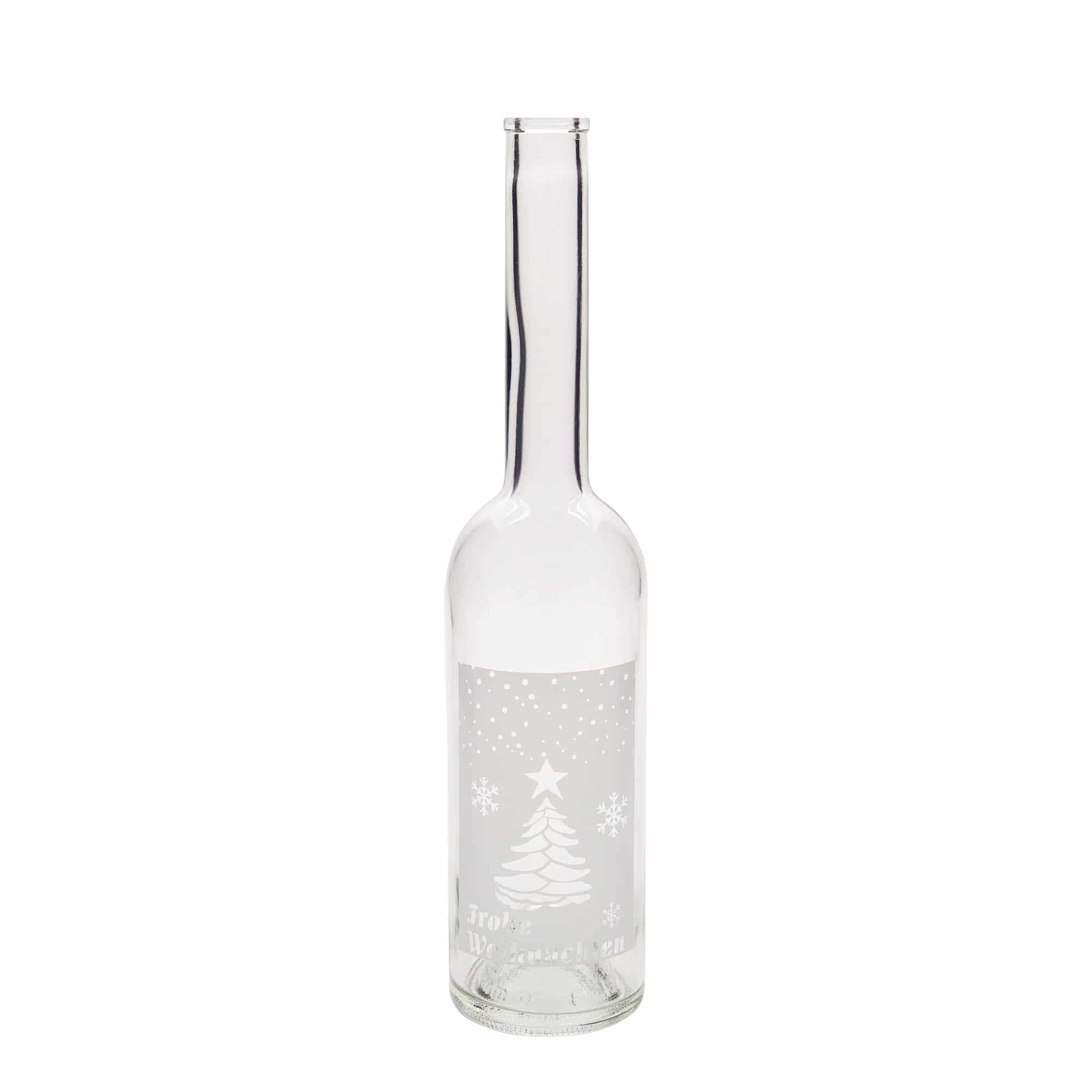 500 ml glass bottle 'Opera', design: White Christmas, opening: cork