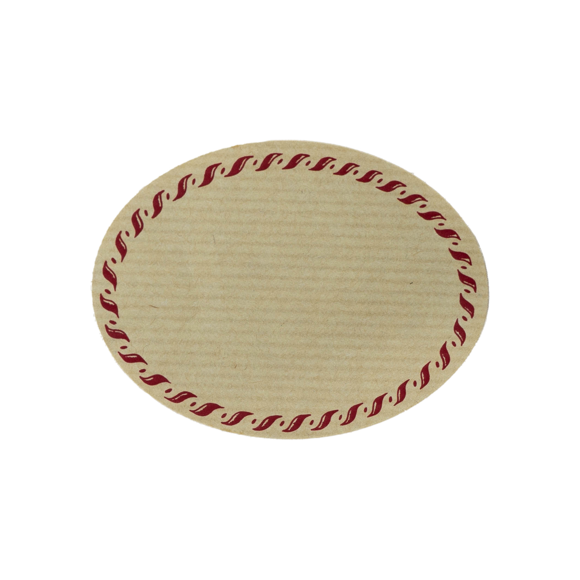 Large natural label 'cord edge', oval, paper, red-brown
