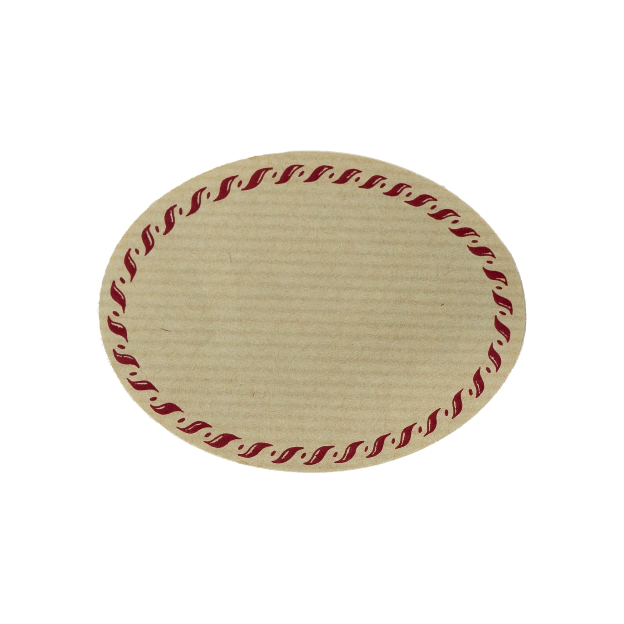 Large natural label 'cord edge', oval, paper, red-brown