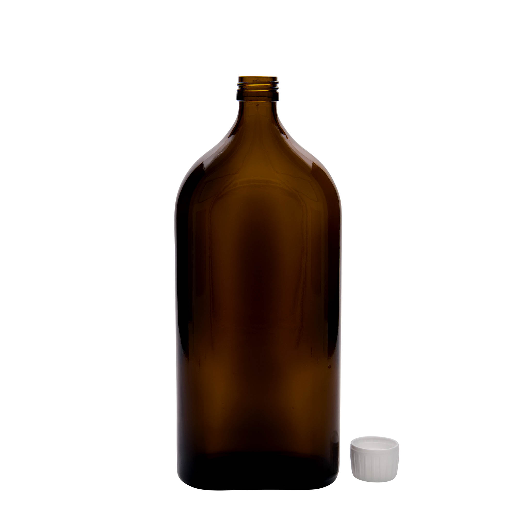 1,000 ml medical bottle Meplat, oval, glass, brown, opening: PP 28 1,000 ml medical bottle Meplat, oval, glass, brown, opening: PP 28