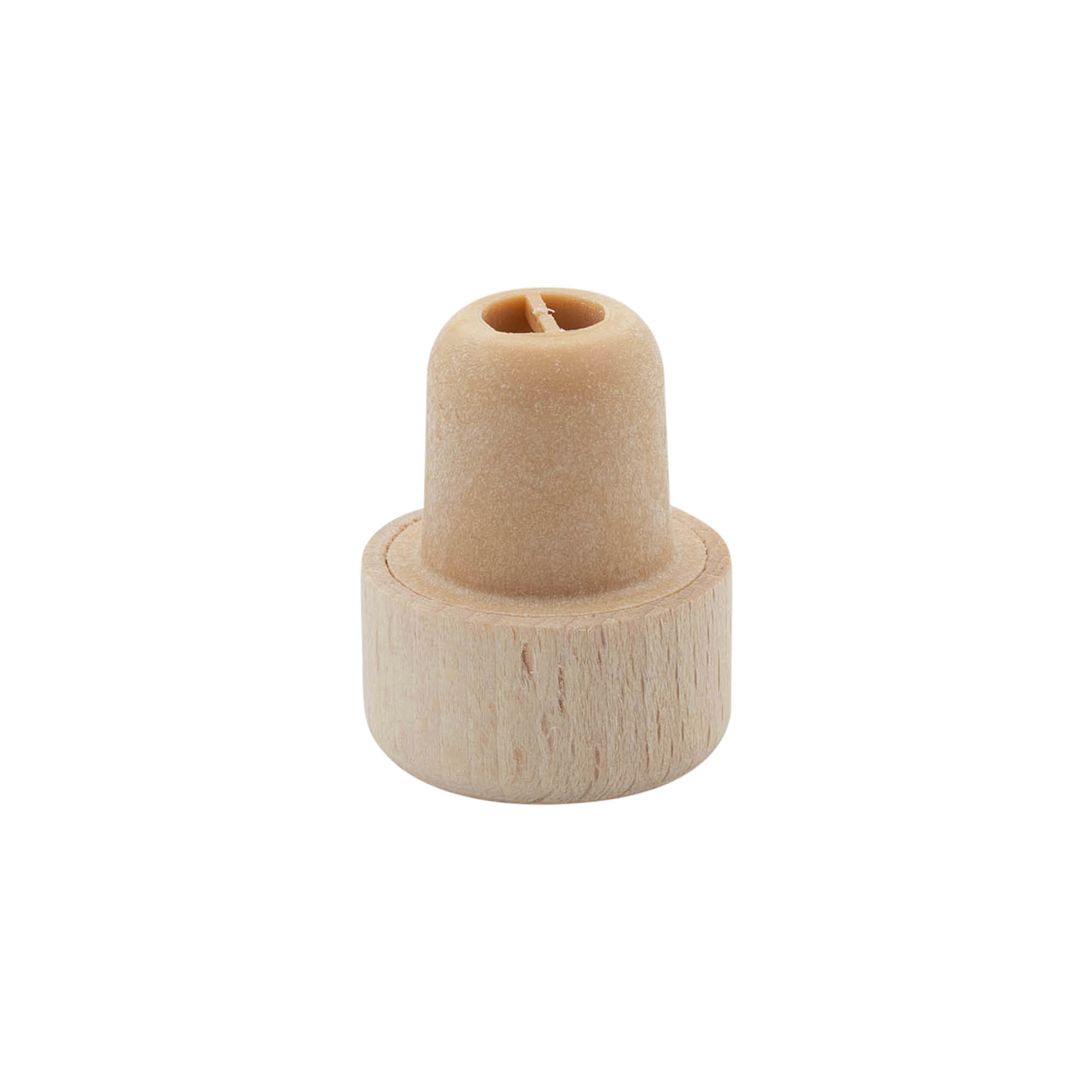 Handle cork with dosing opening 19 mm, wood/plastic, beige, for mouth: cork