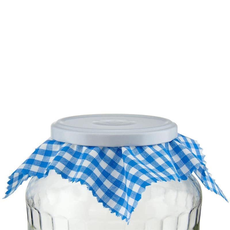 Checked fabric jar cover 15x15, square, textile, petrol, for opening: TO58-TO82