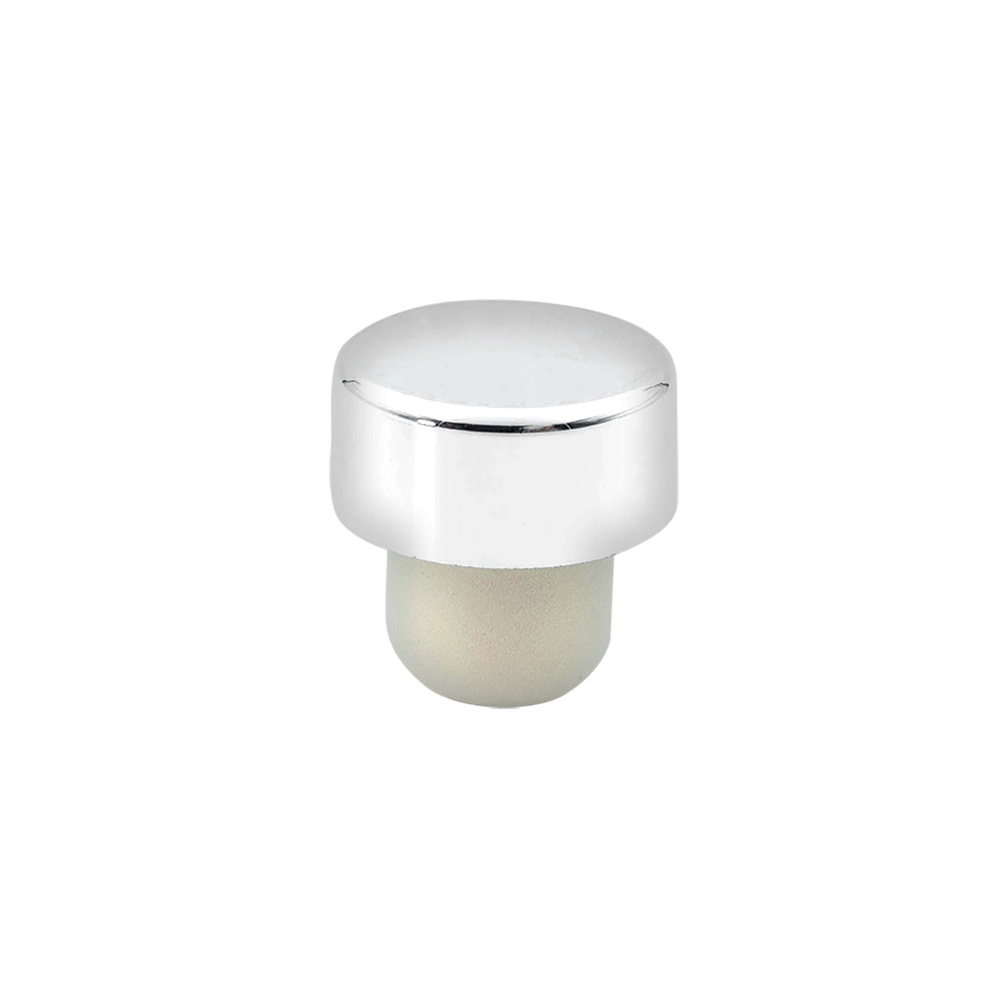 Handle cork 19 mm, plastic, silver, for opening: cork Handle cork 19 mm, plastic, silver, for opening: cork