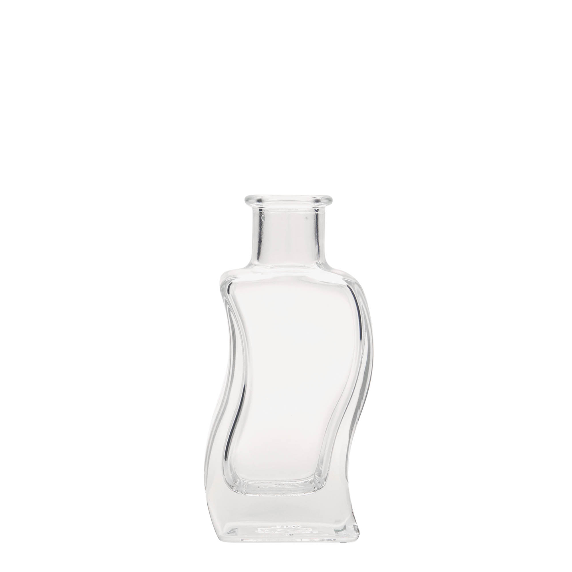 100 ml glass bottle 'Wave', square, opening: cork