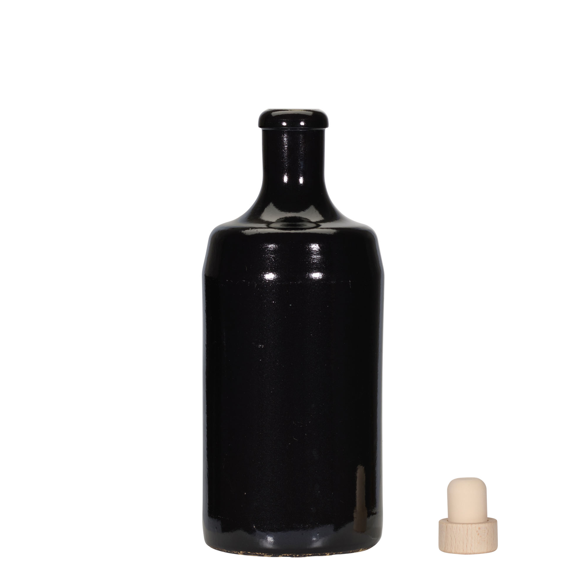 700 ml Earthenware Jug ‘Calvados, Stoneware, black, Mouth: Cork