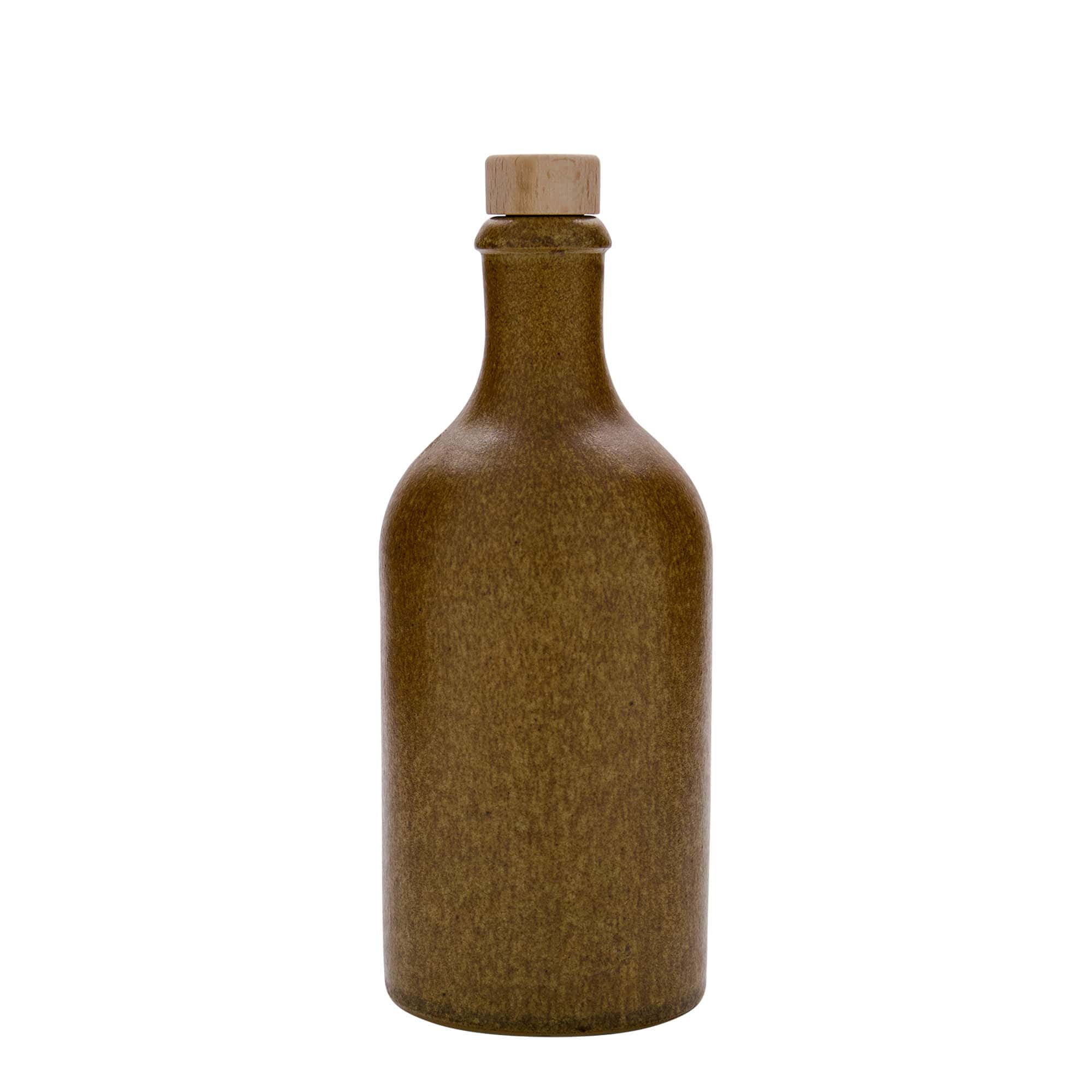 500 ml clay jug, stoneware, brown-crystal, opening: cork