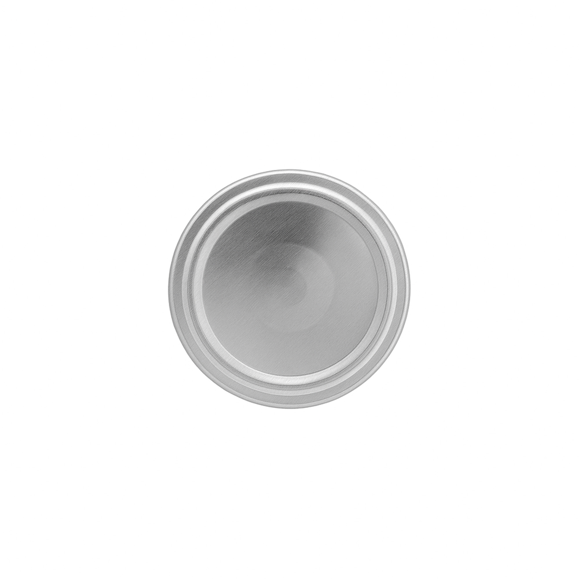 Twist-off lid, tinplate, silver, for opening: TO 63 Twist-off lid, tinplate, silver, for opening: TO 63