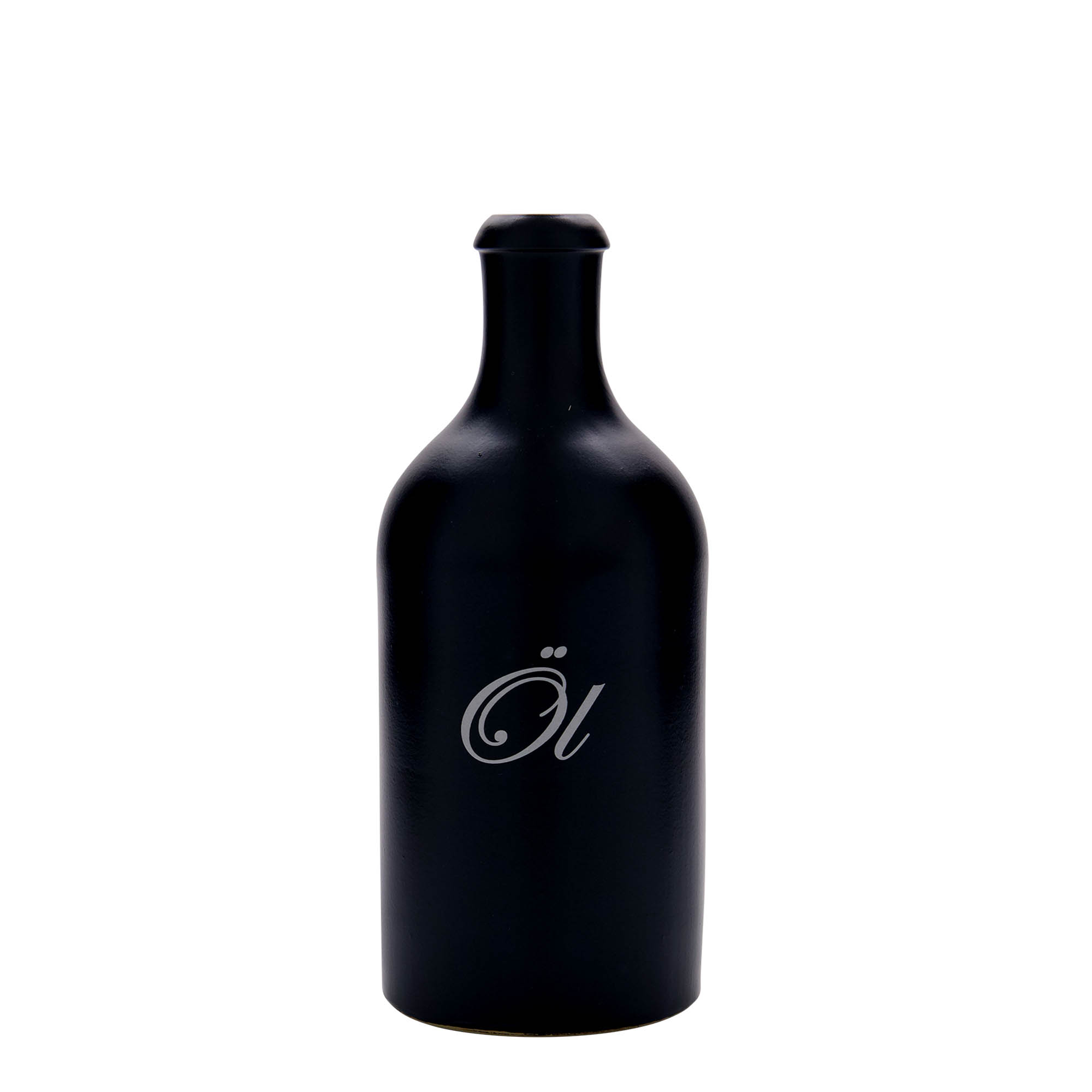 500 ml clay jug, motif: oil, stoneware, black, opening: cork