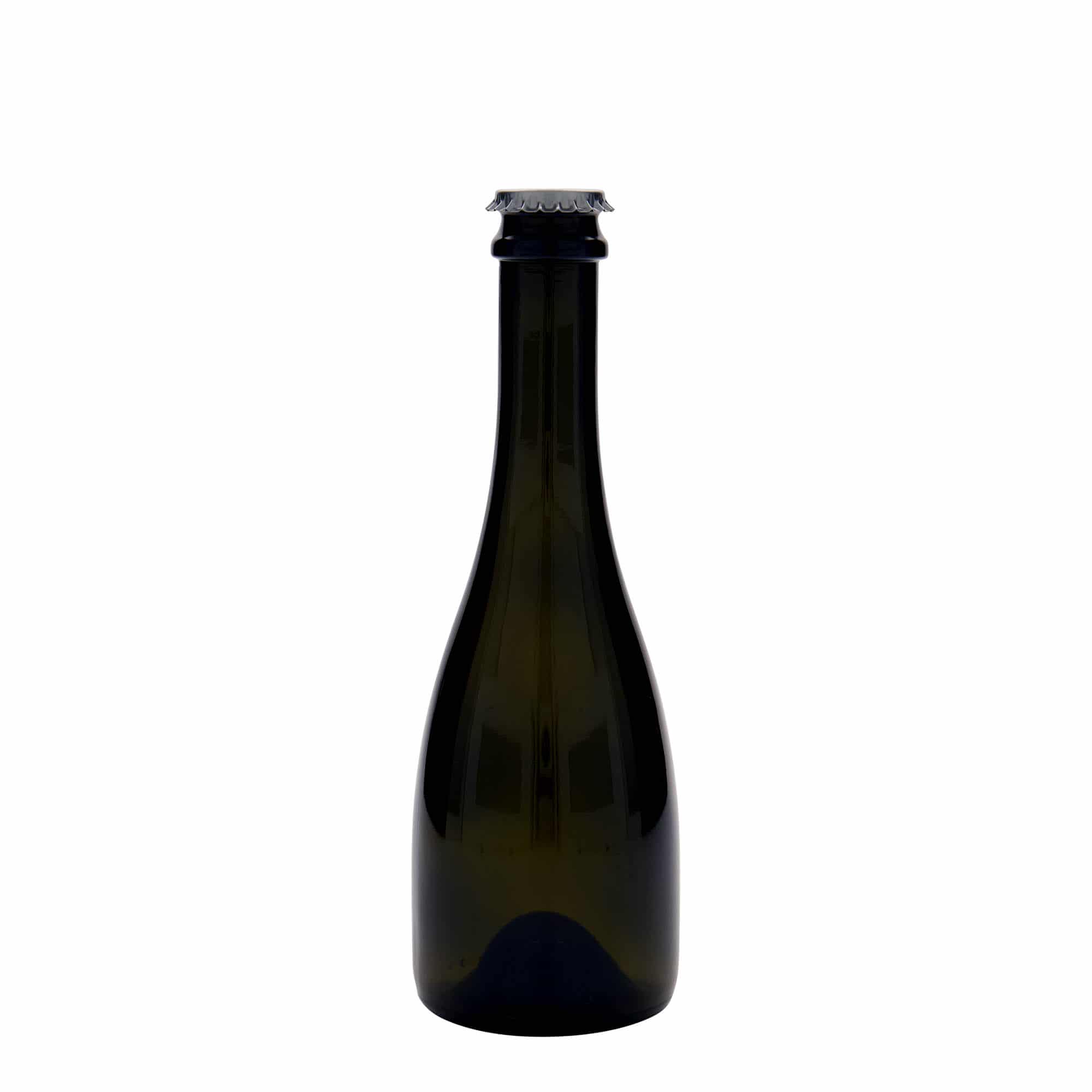 330 ml beer/champagne bottle ‘Tosca’, glass, antique green, mouth: crown cap