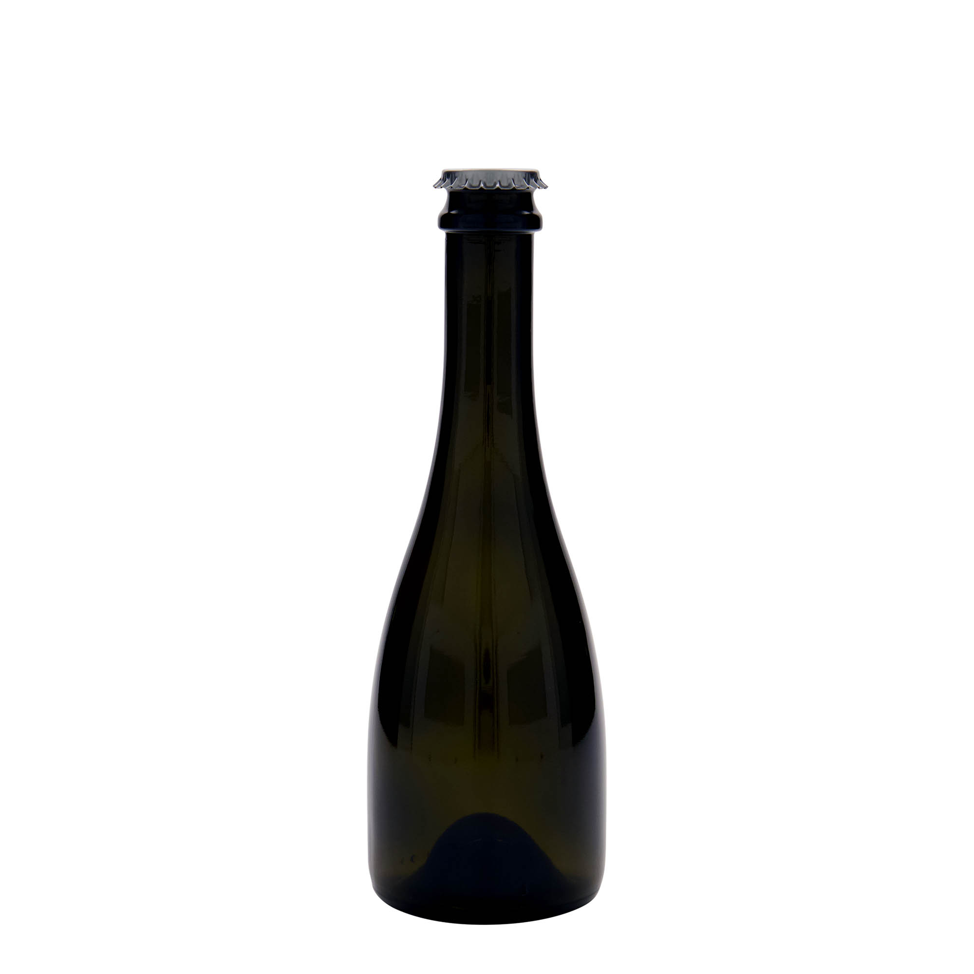 330 ml beer/champagne bottle ‘Tosca’, glass, antique green, mouth: crown cap