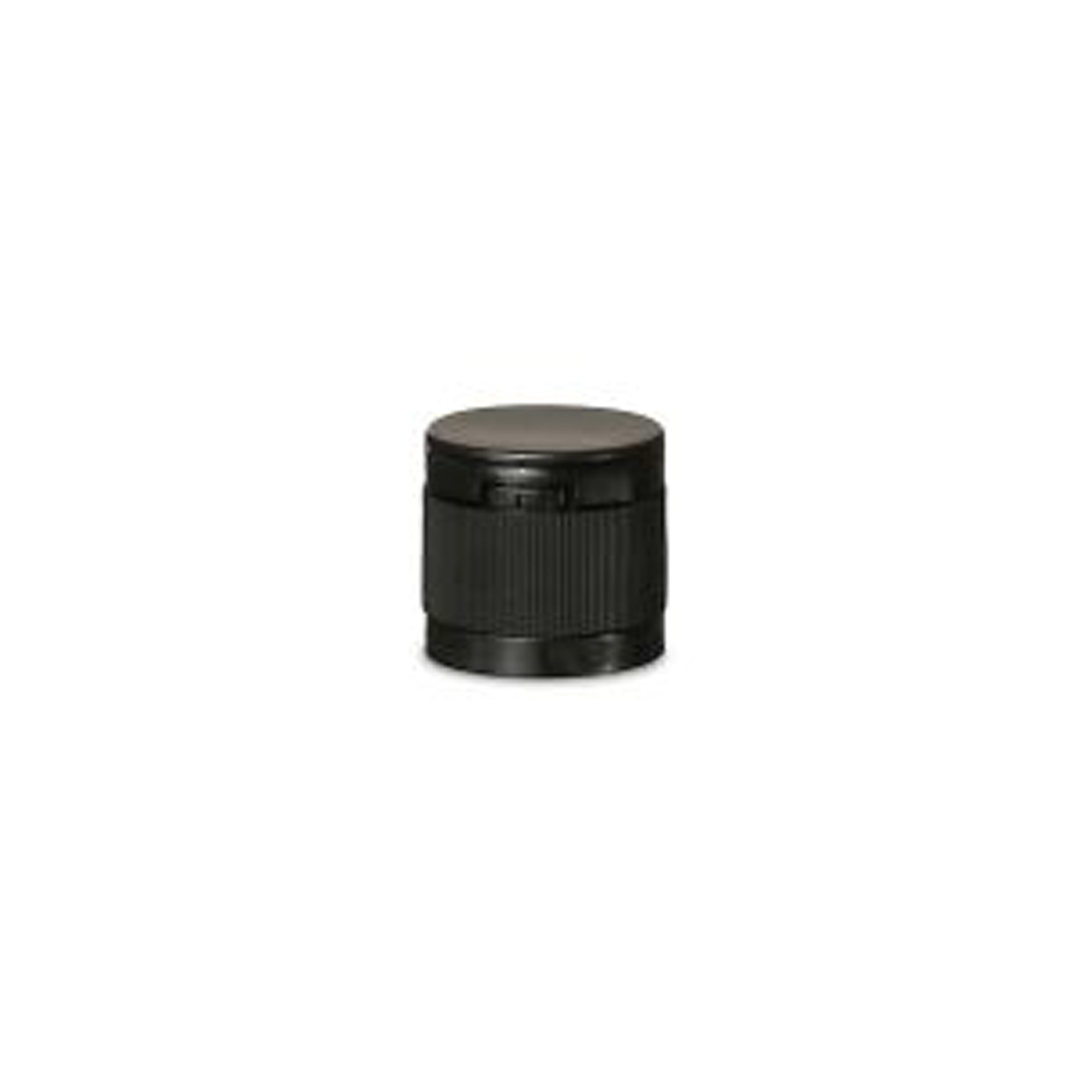 Screw cap with hinged flap, PP plastic, black, for opening: DIN 18