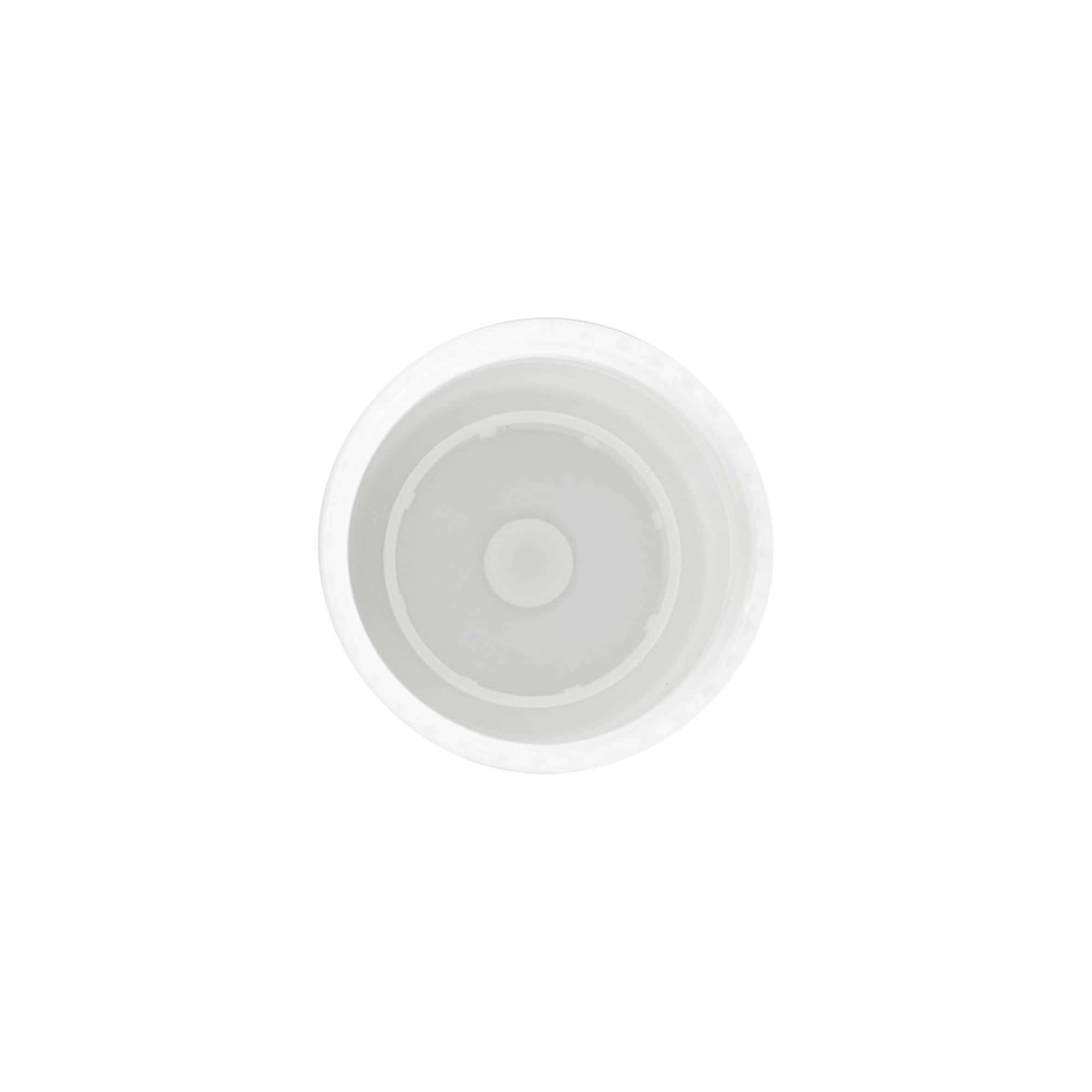 Cap for 50 ml roll-on bottle, PP plastic, white, for opening: screw cap Cap for 50 ml roll-on bottle, PP plastic, white, for opening: screw cap