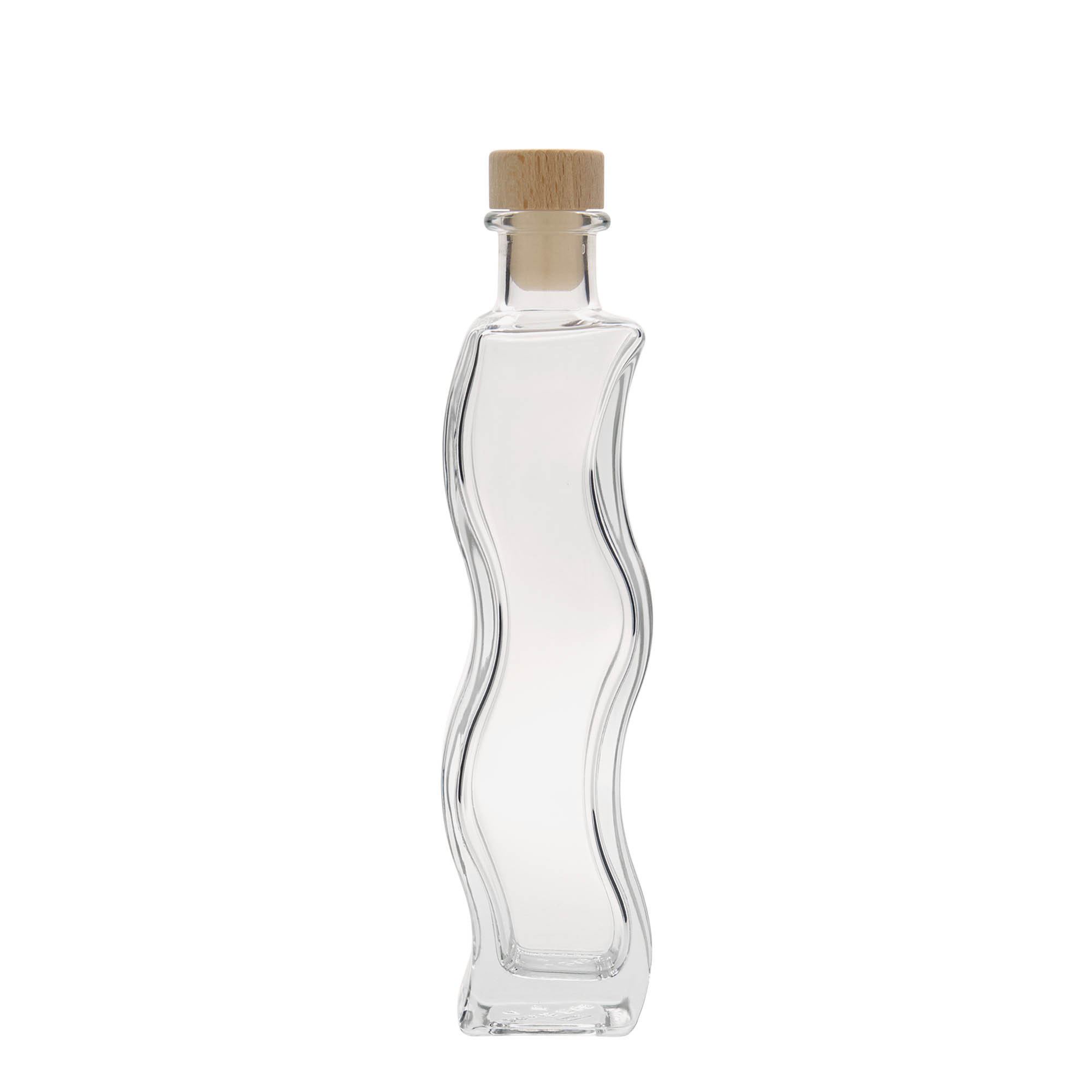 200 ml glass bottle 'Wave', square, opening: cork 200 ml glass bottle 'Wave', square, opening: cork