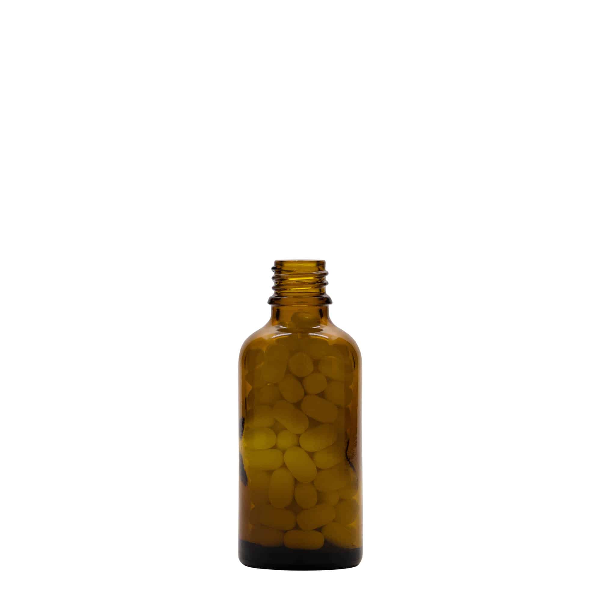 50 ml medicine bottle, glass, brown, closure: DIN 18