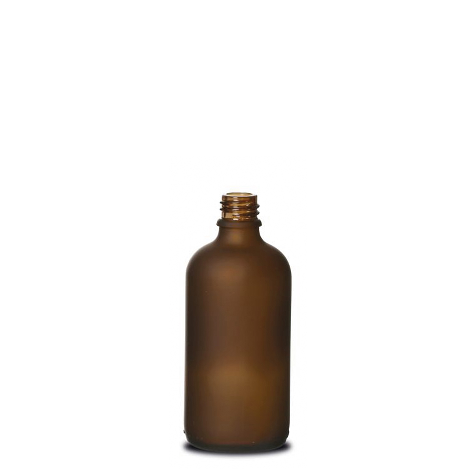 100 ml medical bottle, glass, brown frosted, opening: DIN 18