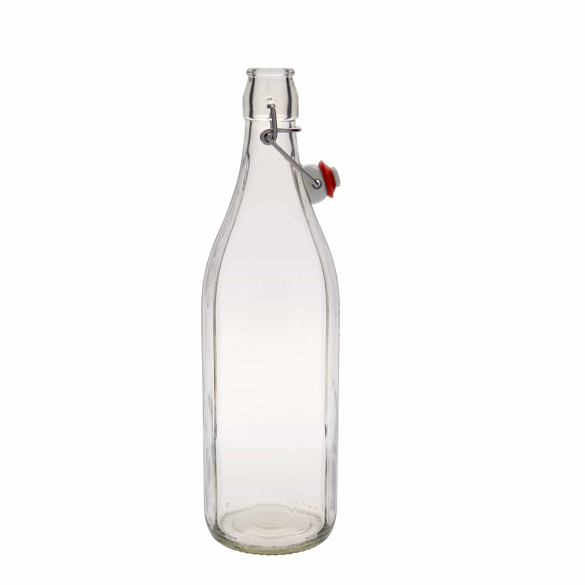1,000 ml glass bottle ‘Bravo’, decagonal, opening: swing top closure