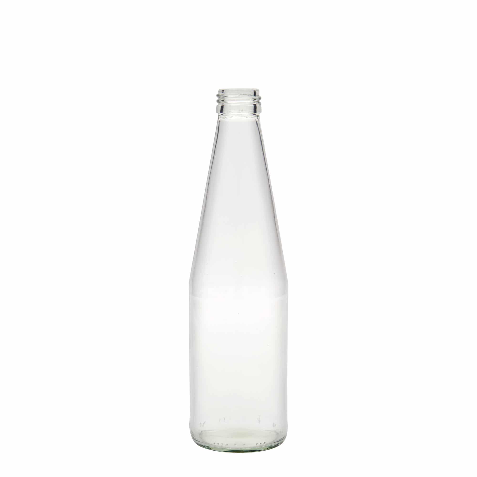 330 ml universal bottle, carrot shaped, glass, closure: PP 28