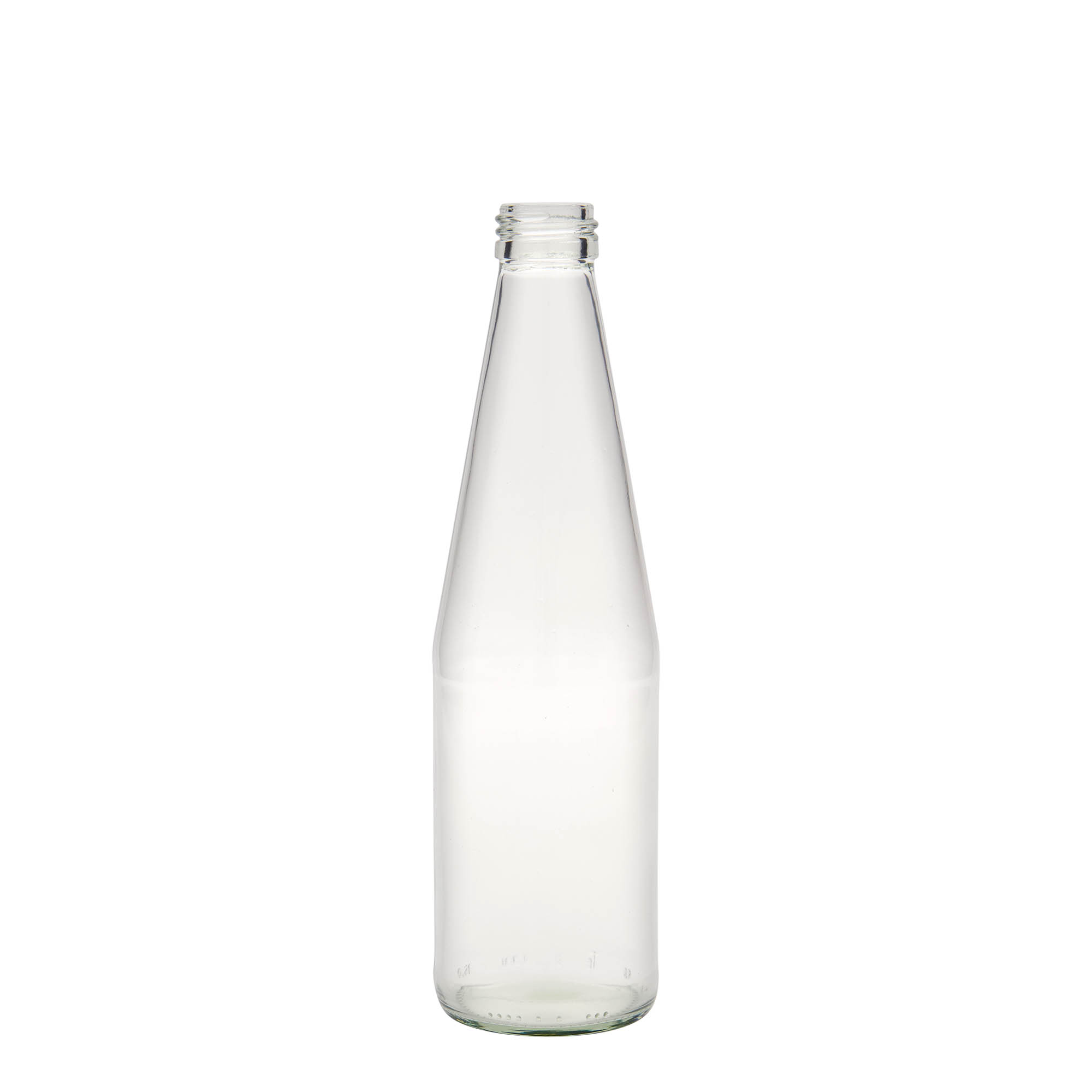 330 ml universal bottle carrot shape, glass, opening: PP 28 330 ml universal bottle carrot shape, glass, opening: PP 28