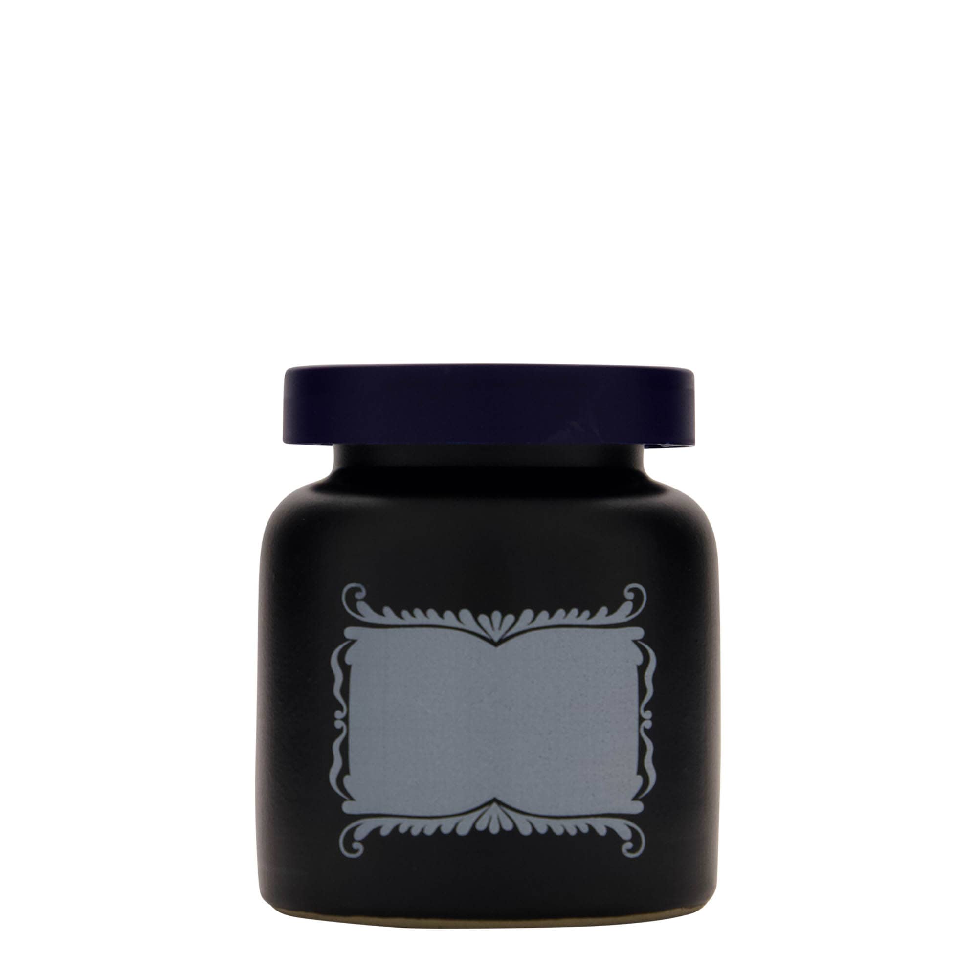 270 ml stoneware pot, design: label panel, ceramic, black, opening: slip lid