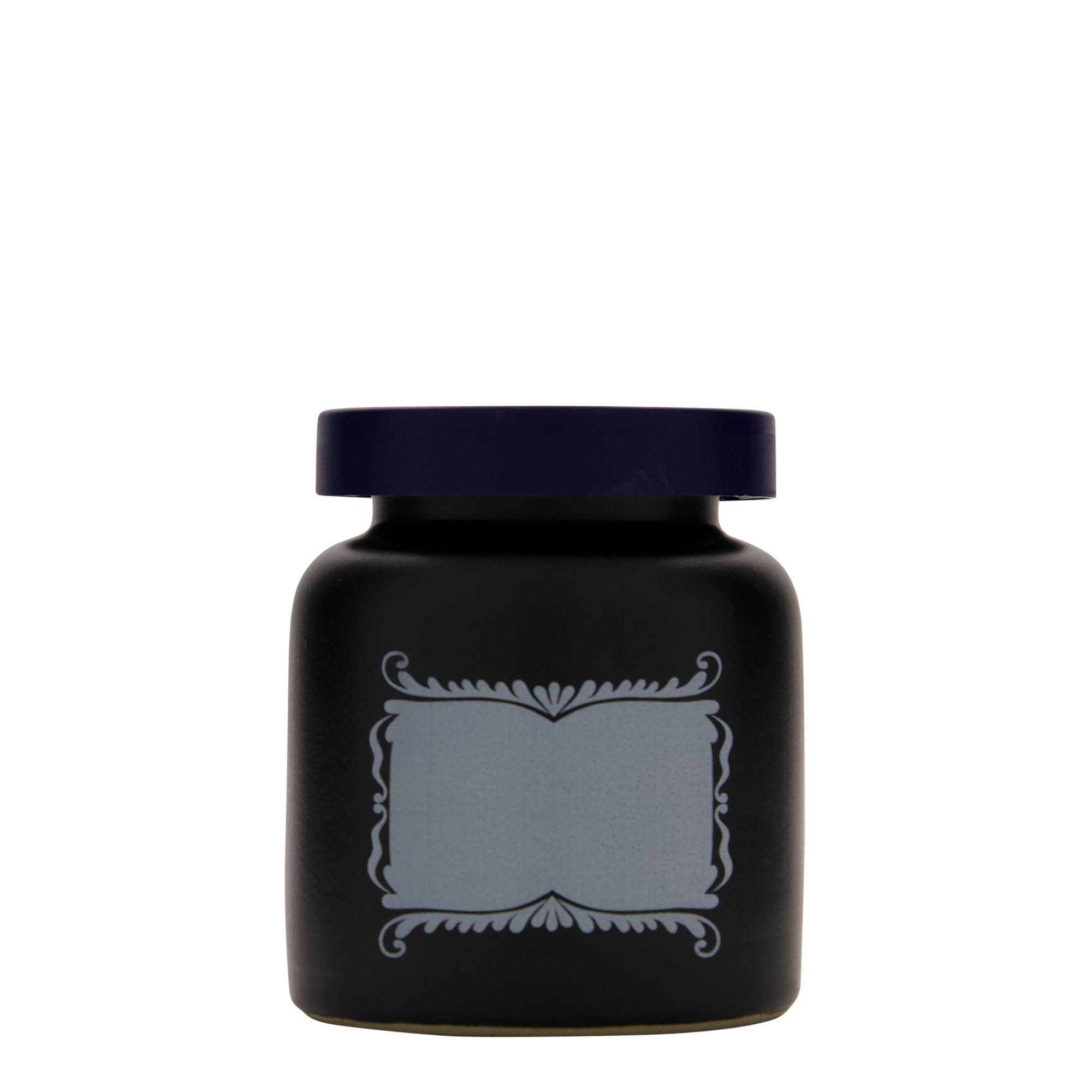 270 ml stoneware pot, design: label panel, ceramic, black, opening: slip lid