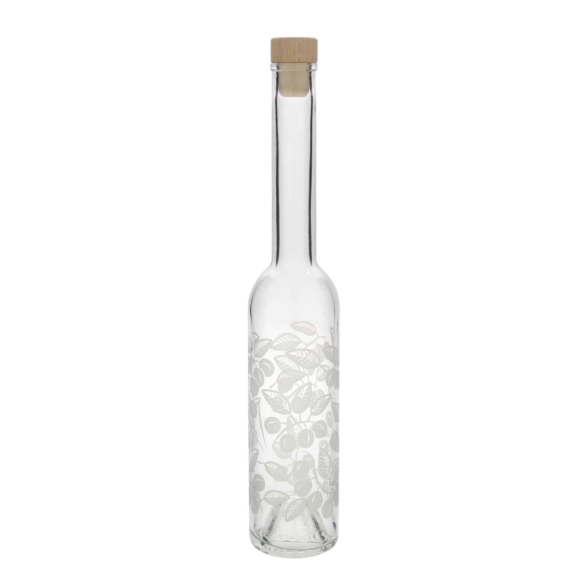 350 ml glass bottle 'Opera', design: Mirabelle plums, opening: cork
