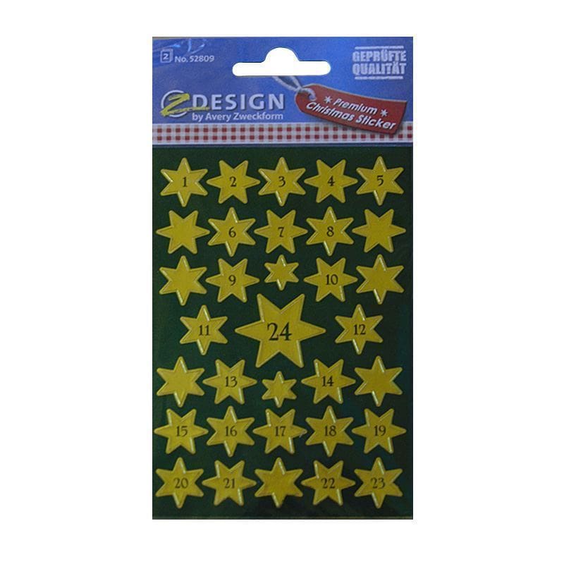 Zweckform stickers 'Advent calendar 1-24', paper, gold