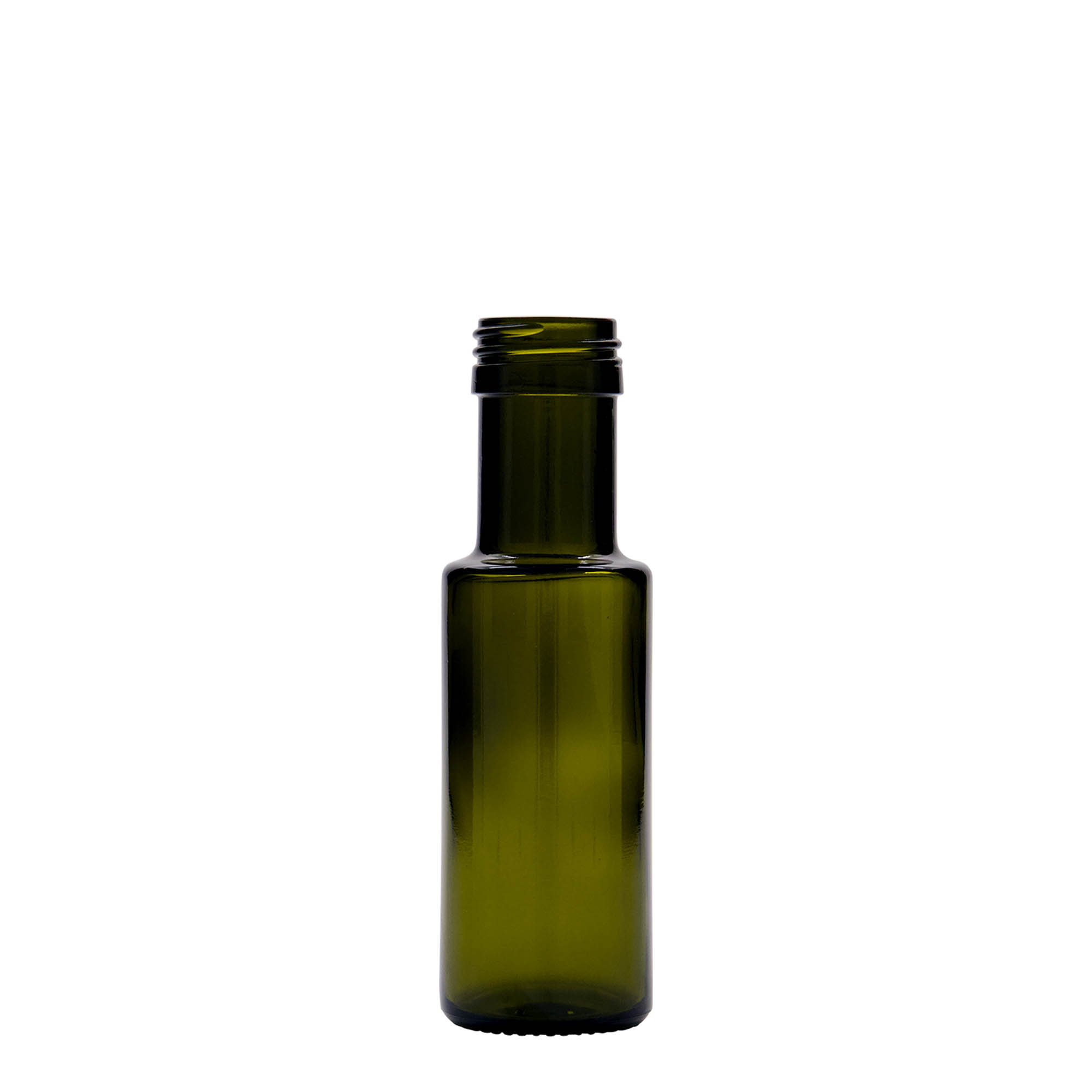 100 ml glass bottle 'Dorica', antique green, opening: PP 31.5 100 ml glass bottle 'Dorica', antique green, opening: PP 31.5