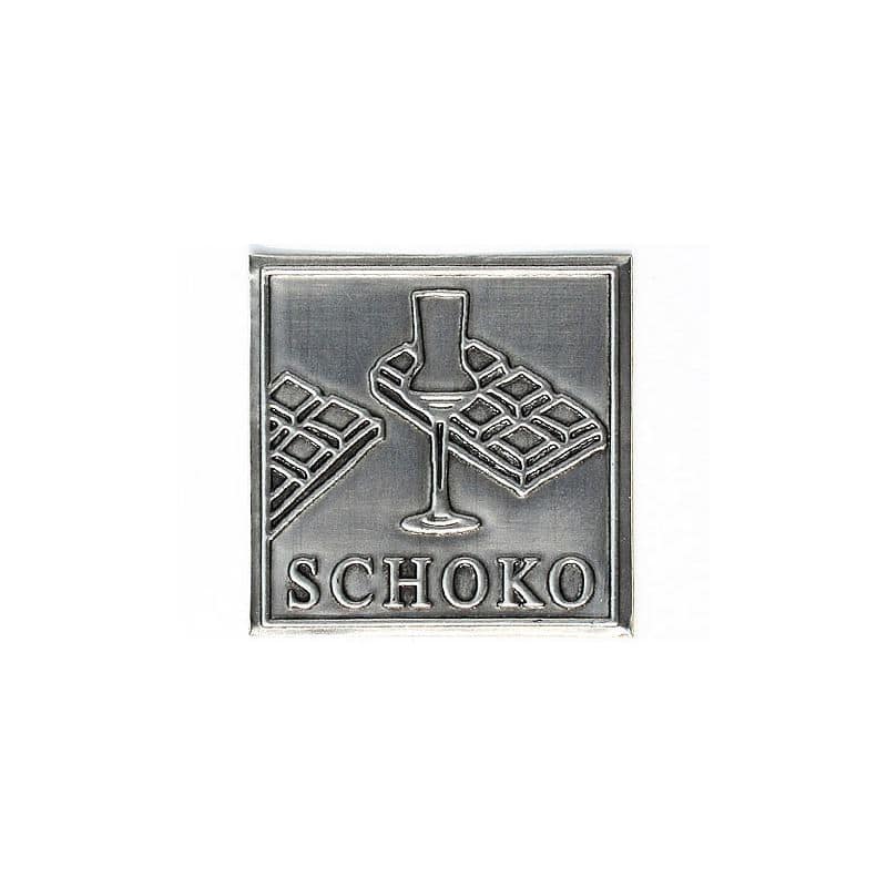 Pewter tag 'Chocolate', square, metal, silver