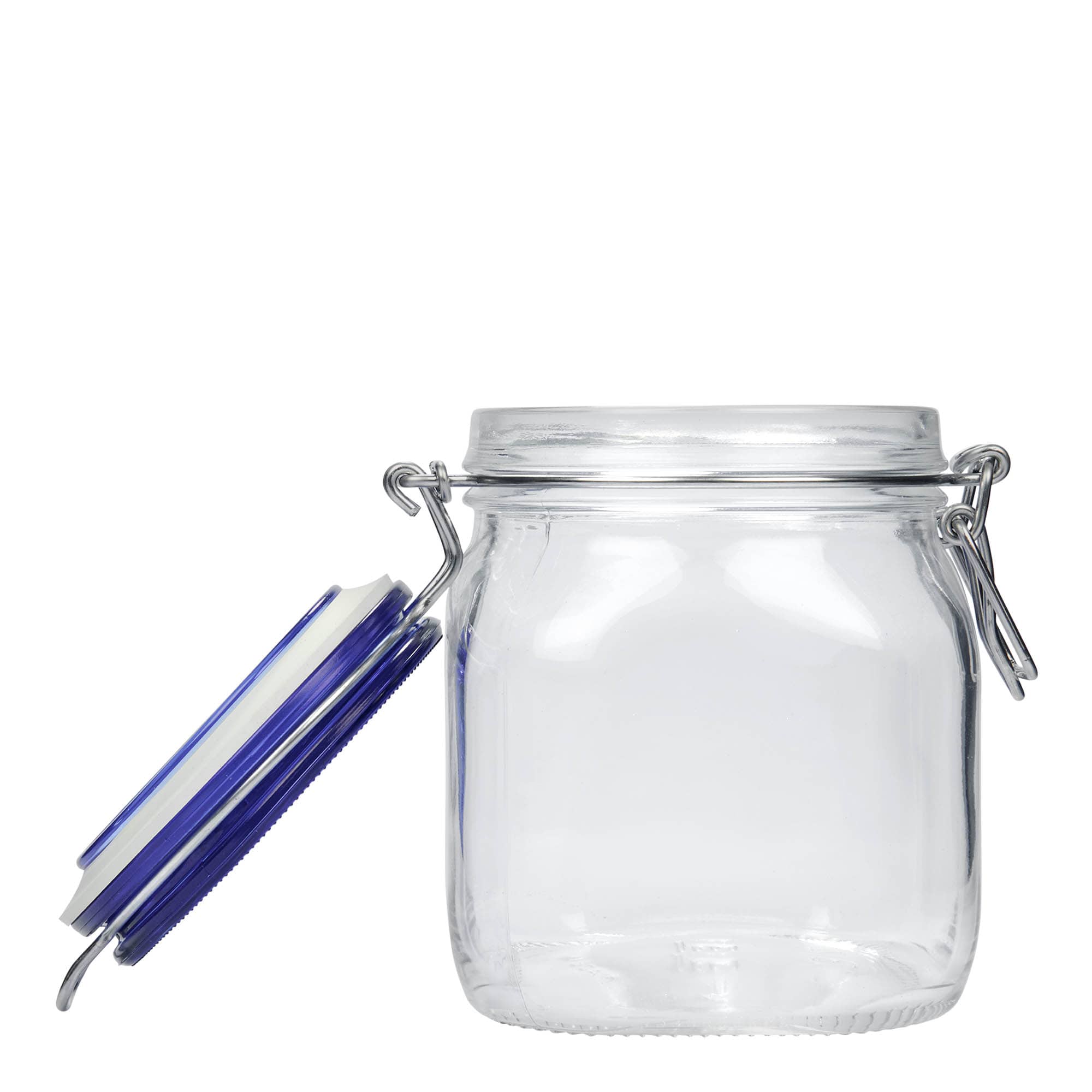 750 ml wire bail jar 'Fido' Blue Top, square, opening: wire bail closure