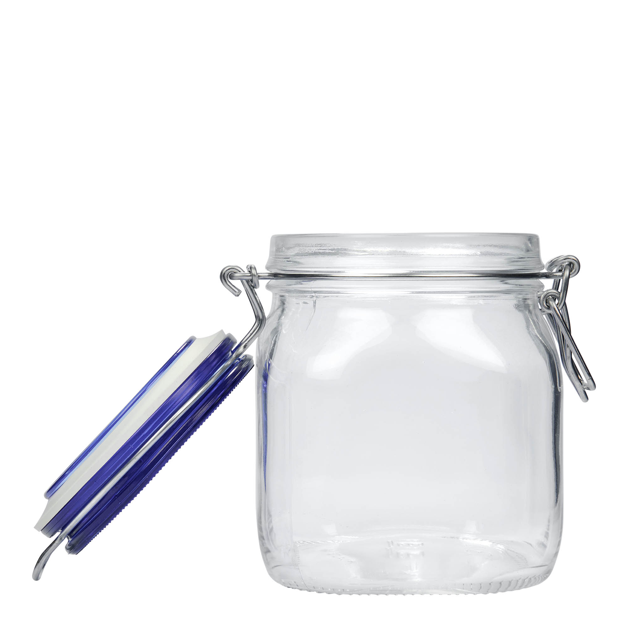 750 ml wire bail jar ‘Fido’ Blue Top, square, opening: wire bail closure