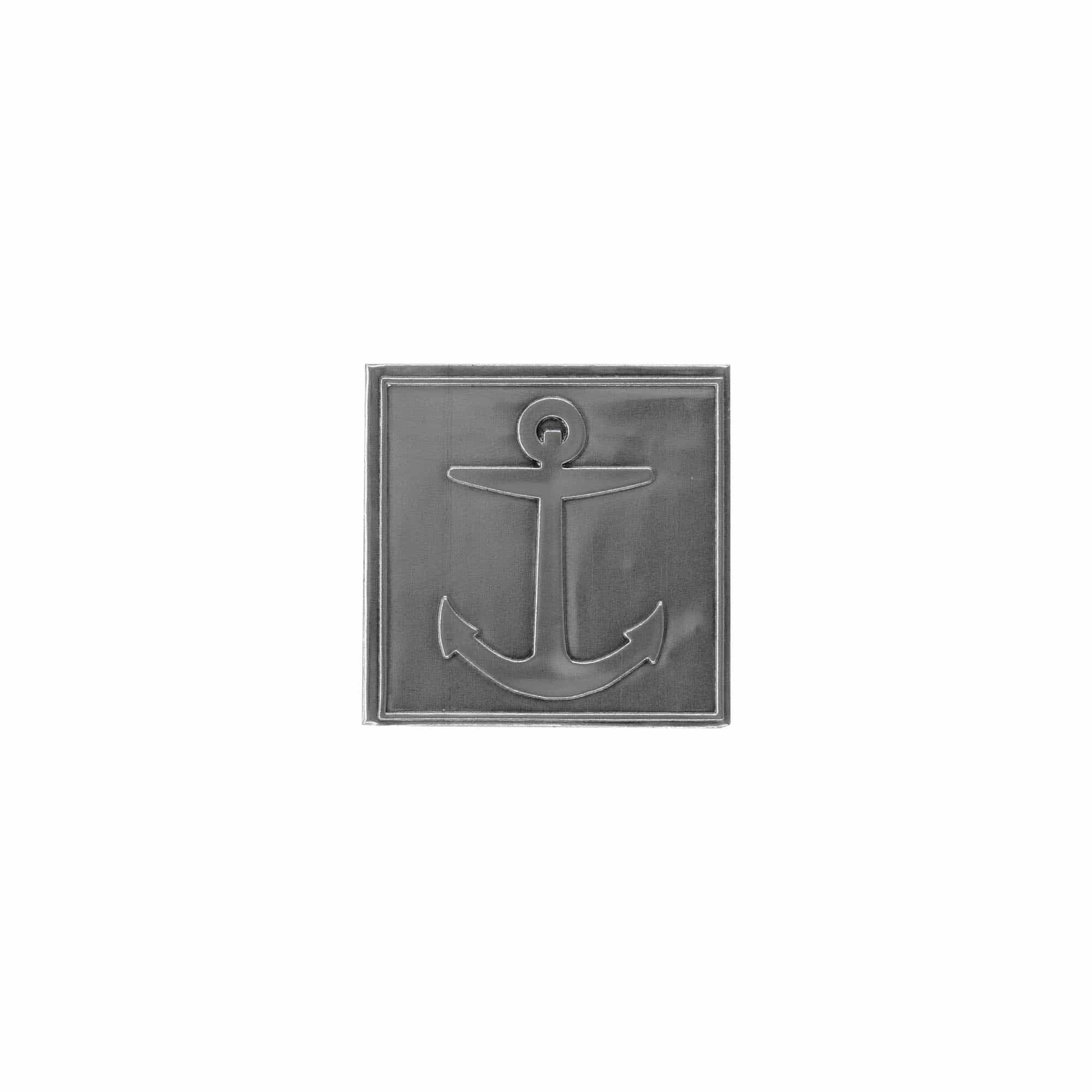 Tin label ‘Anchor’, square, metal, silver