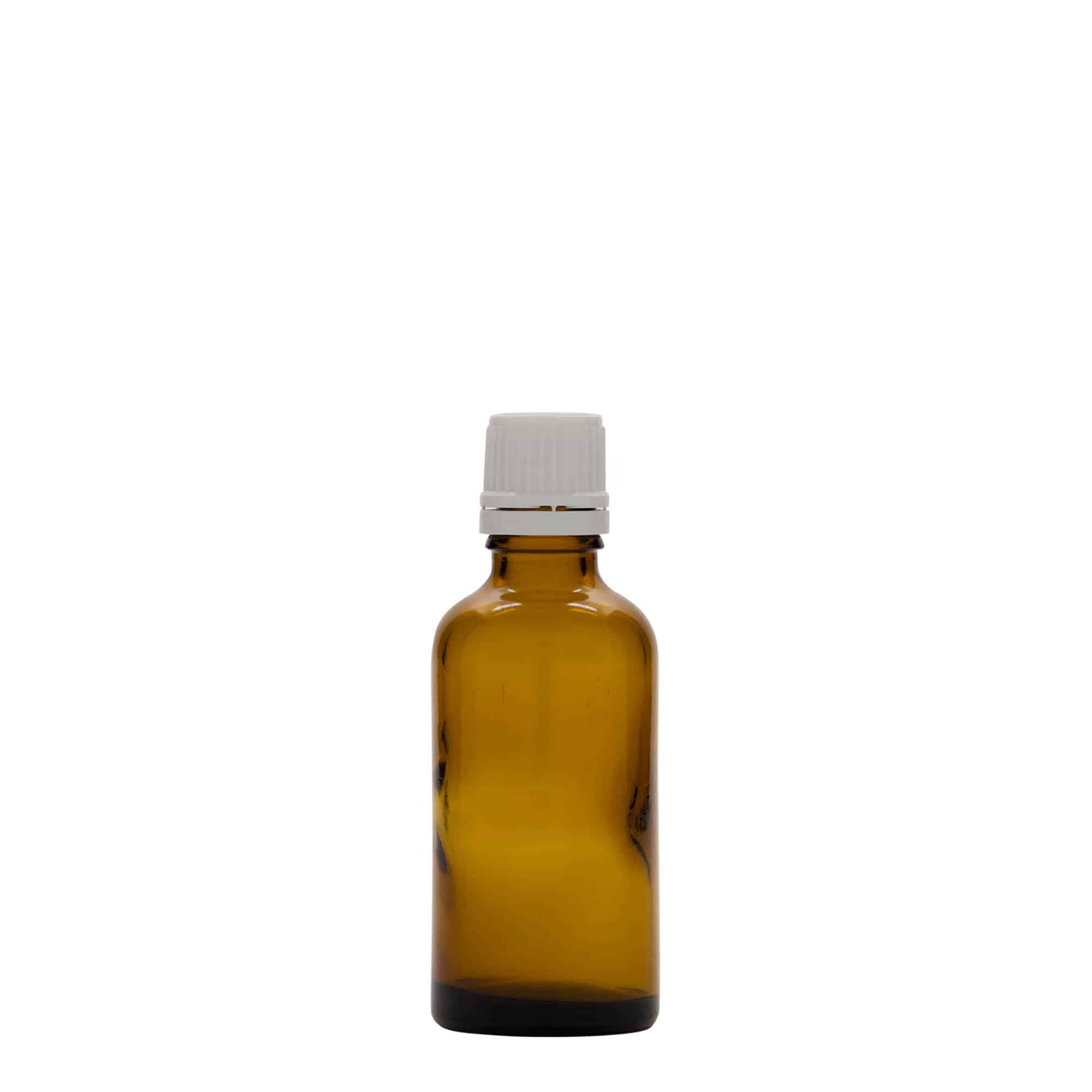 50 ml medical bottle, glass, brown, opening: DIN 18