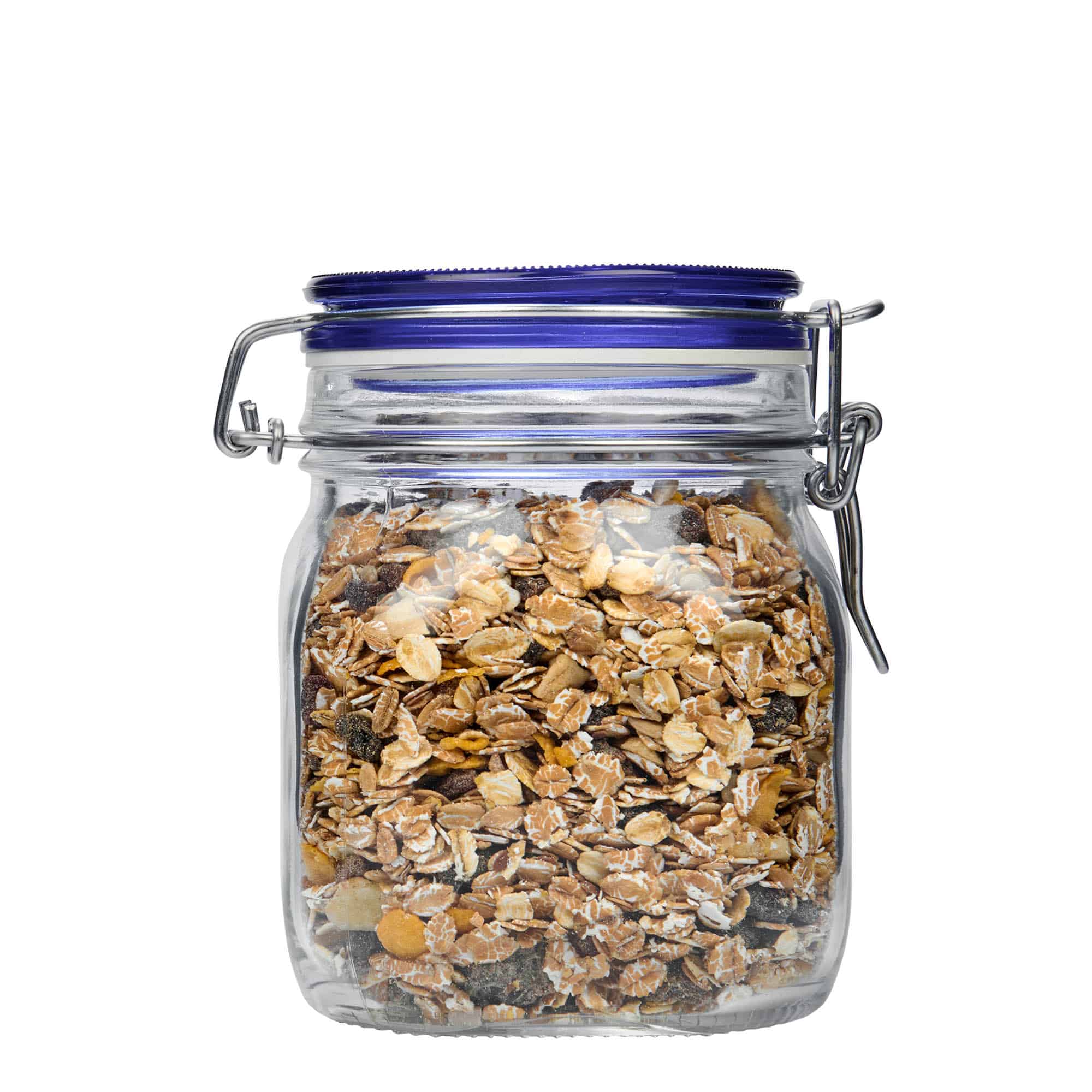 750 ml wire bail jar ‘Fido’ Blue Top, square, opening: wire bail closure